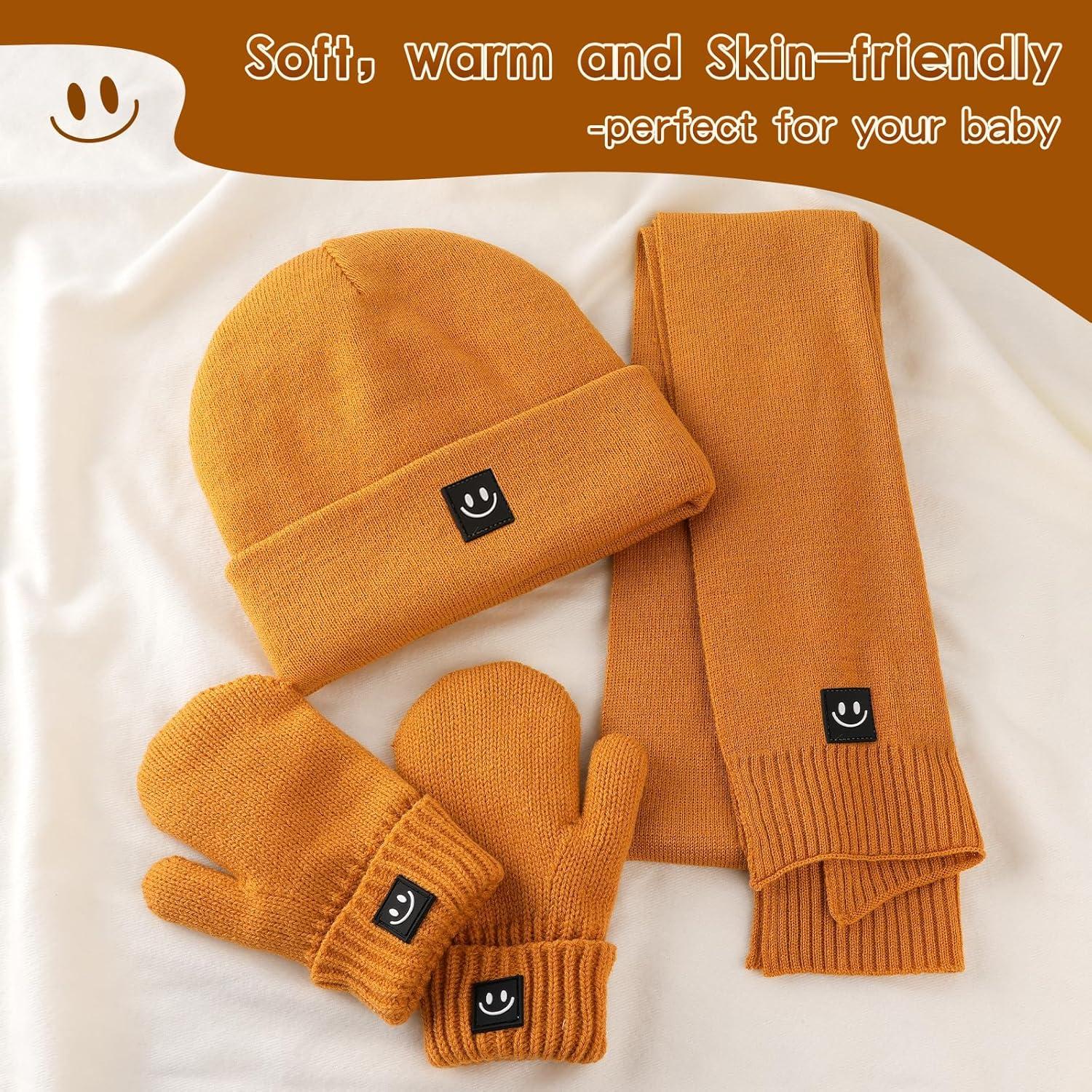 Conjunto de gorro, mitones y bufanda para bebés - Térmico