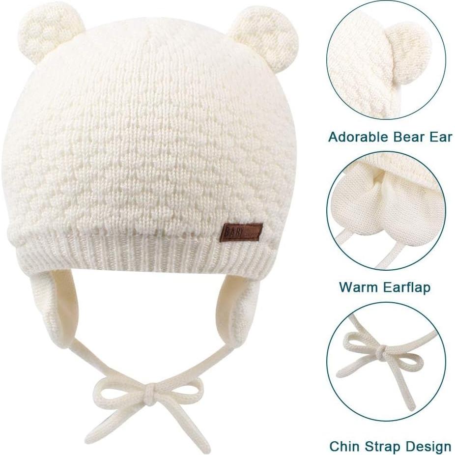 Gorra Beanie para Bebé XIAOHAWANG Oso con Orejeras Cálida