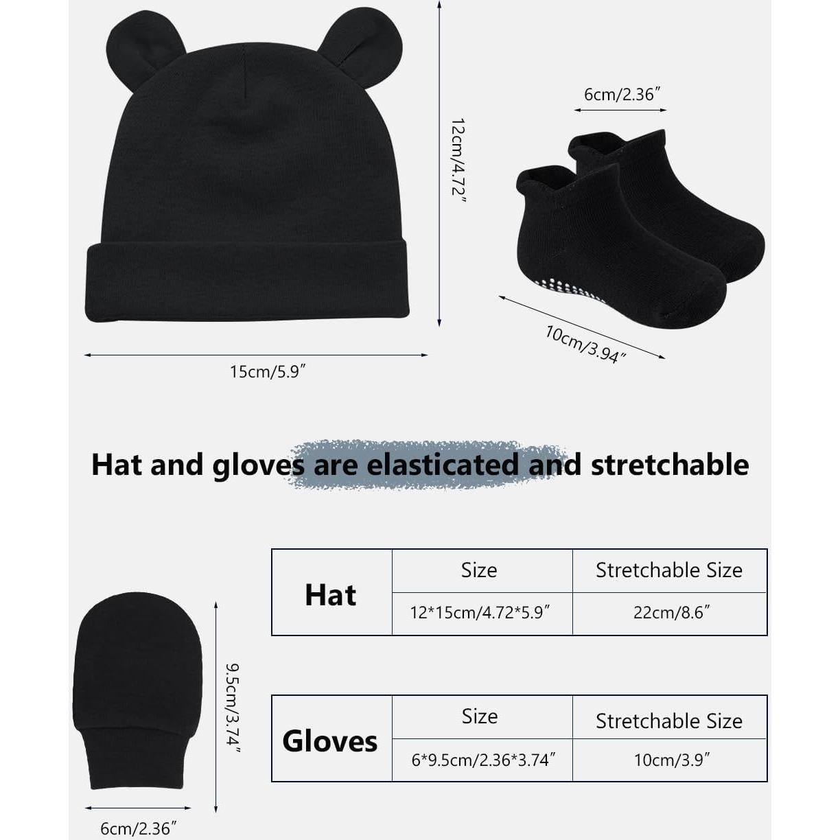 Conjunto de gorro, mitones y calcetines para bebés Zurlefy