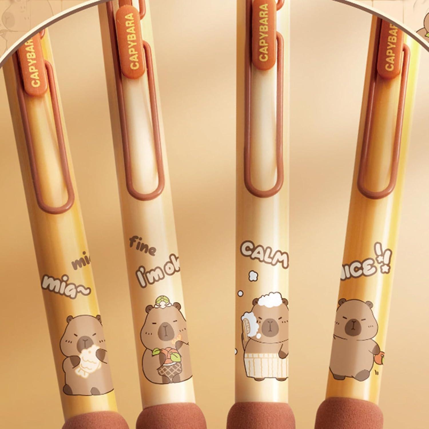 Bolígrafos Retráctiles de Gel MOZXIRZ 0.5mm Capibara - 4 Pcs