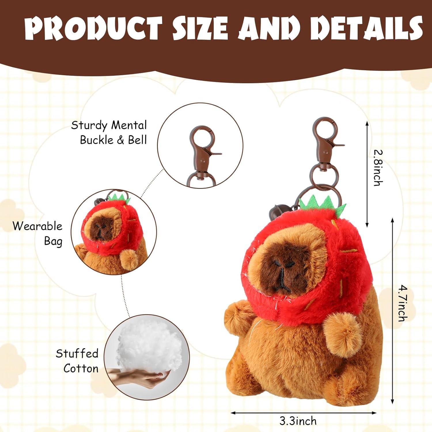 Llavero de Peluche Capibara 3 Piezas Tortuga/Fresa/Moco