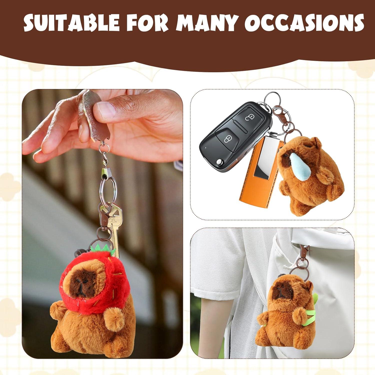 Llavero de Peluche Capibara 3 Piezas Tortuga/Fresa/Moco