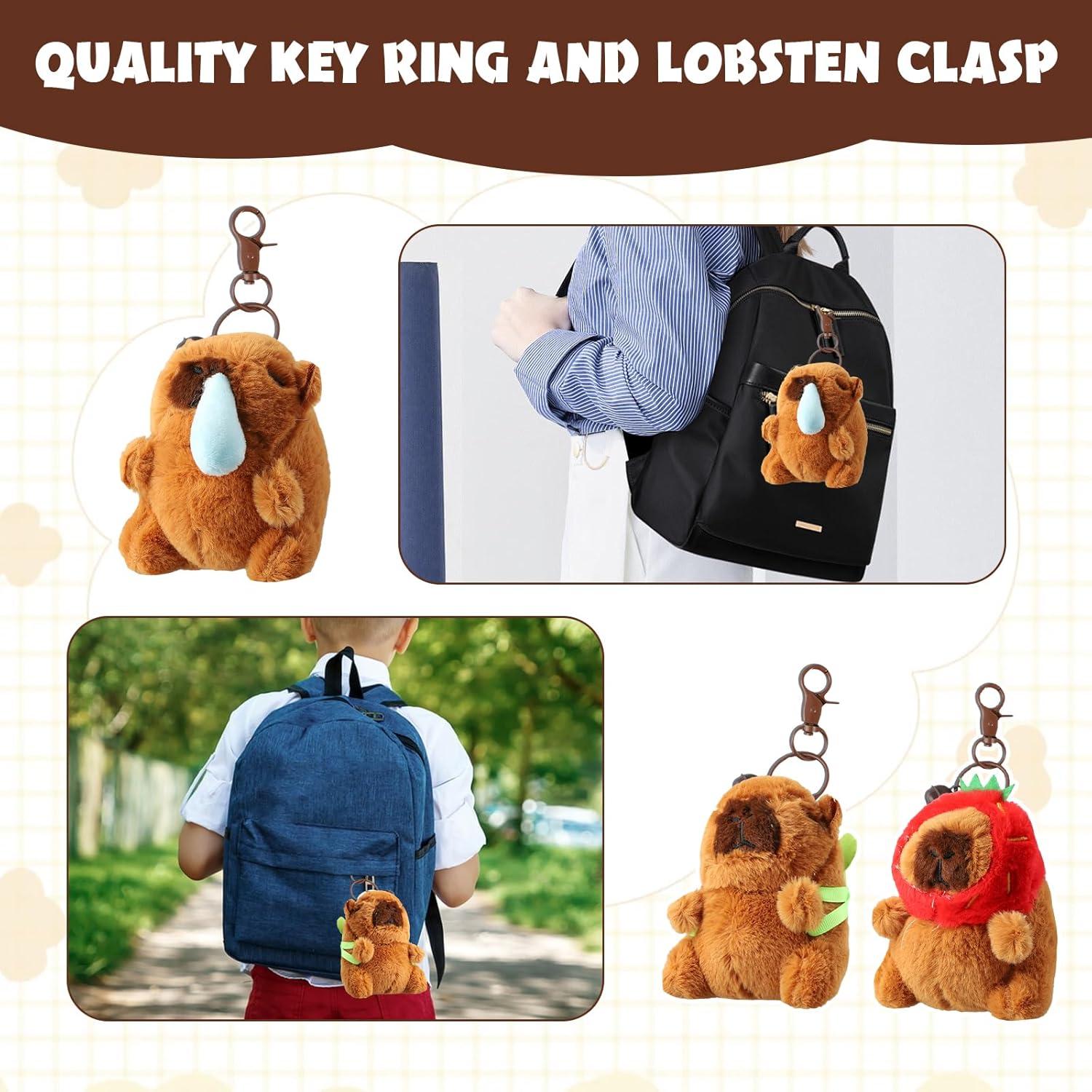 Llavero de Peluche Capibara 3 Piezas Tortuga/Fresa/Moco