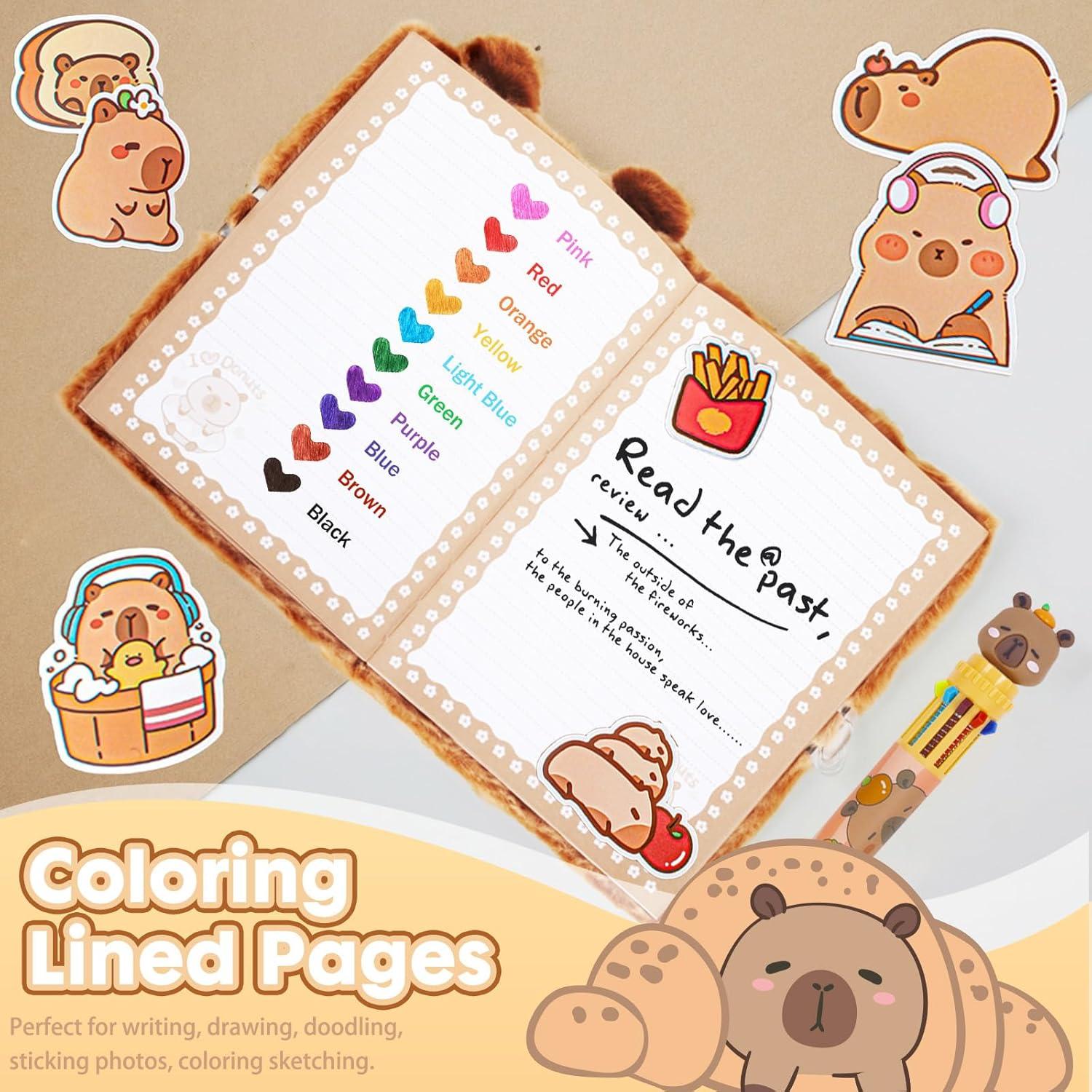 Set de Regalos de Capibara para Niñas - Juguetes de Peluche y Diario