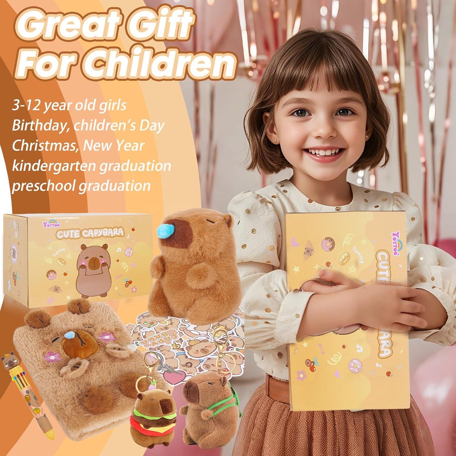 Set de Regalos de Capibara para Niñas - Juguetes de Peluche y Diario