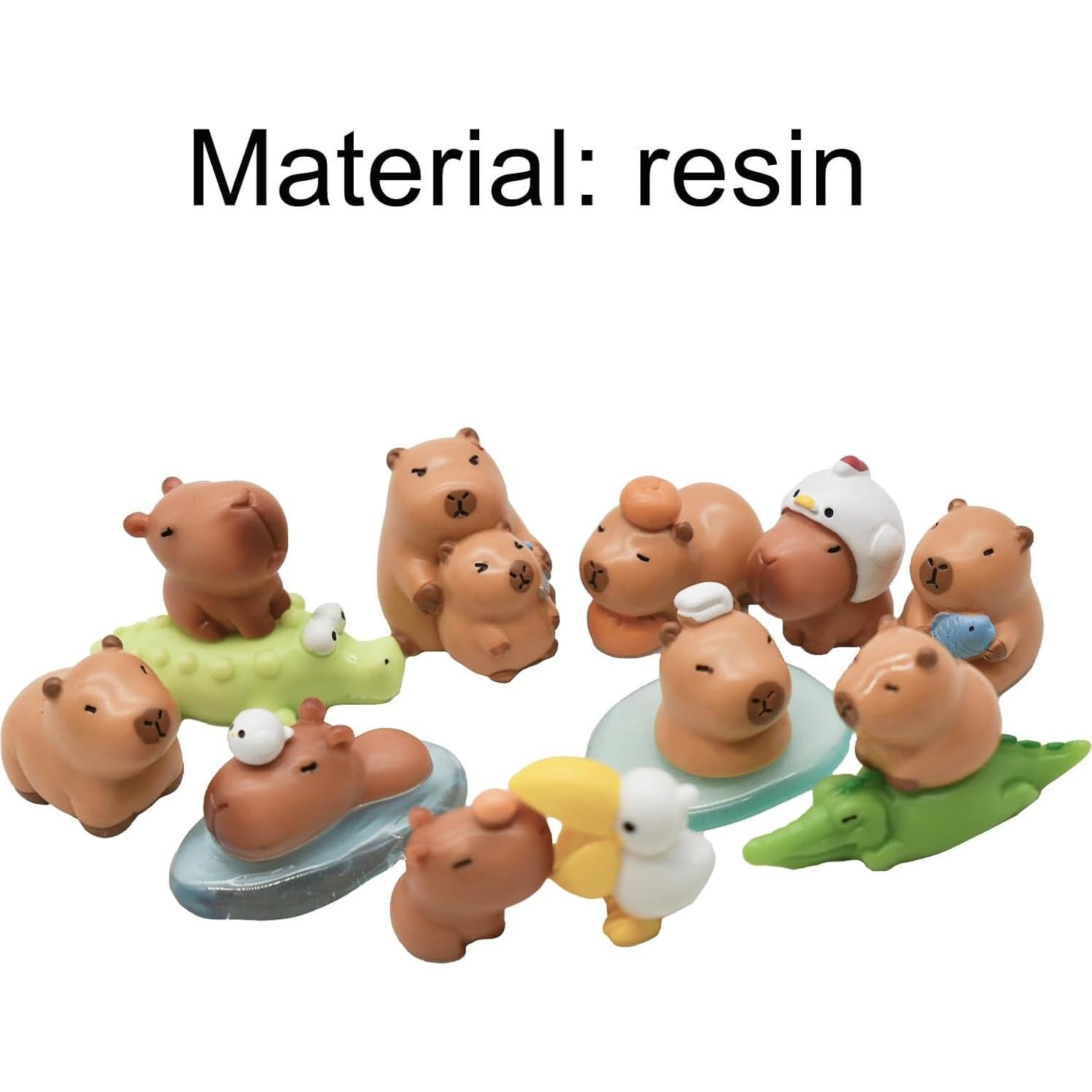 Set 13 Figuras Miniatura Capibara y Cocodrilo Pinenjoy