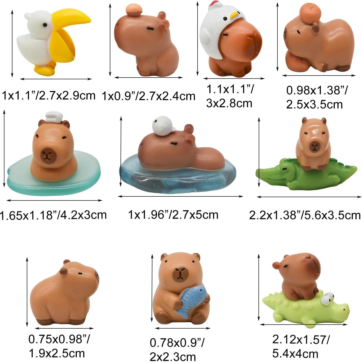 Set 13 Figuras Miniatura Capibara y Cocodrilo Pinenjoy