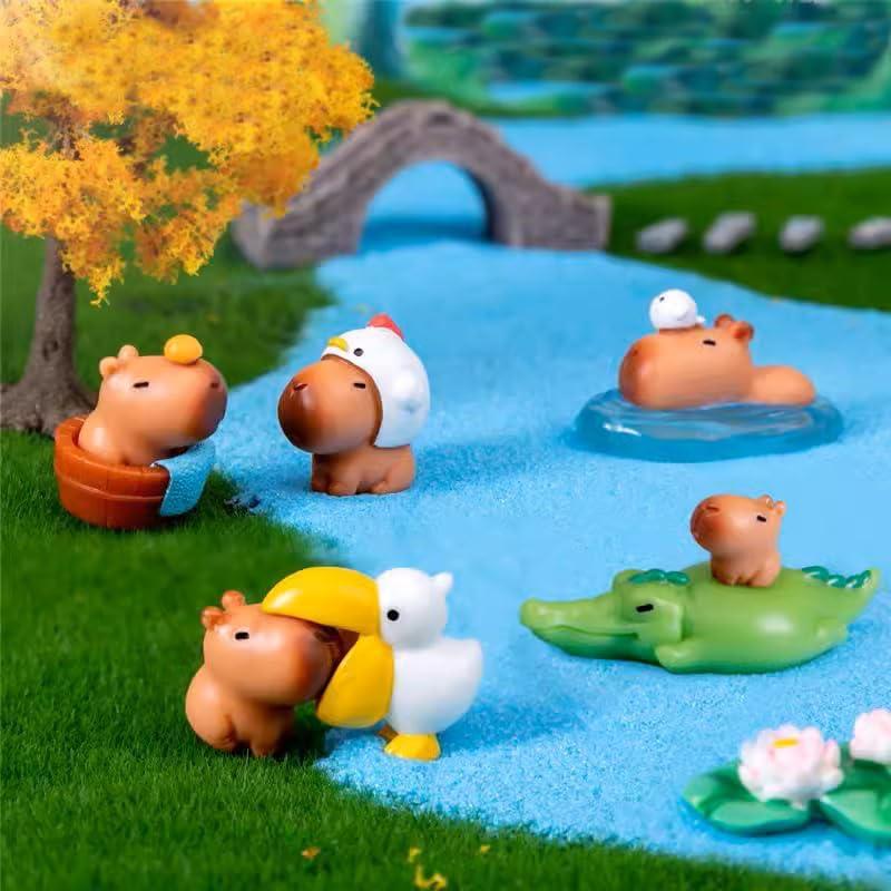 Set 13 Figuras Miniatura Capibara y Cocodrilo Pinenjoy