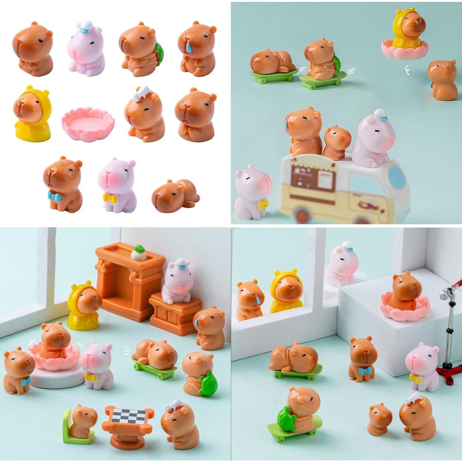 Figuras Mini Capibara - Paquete de 19 Animales de Resina