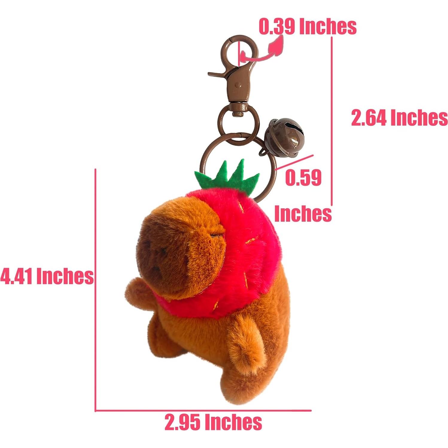 Llavero de Peluche Capibara con Sombrero de Fresa