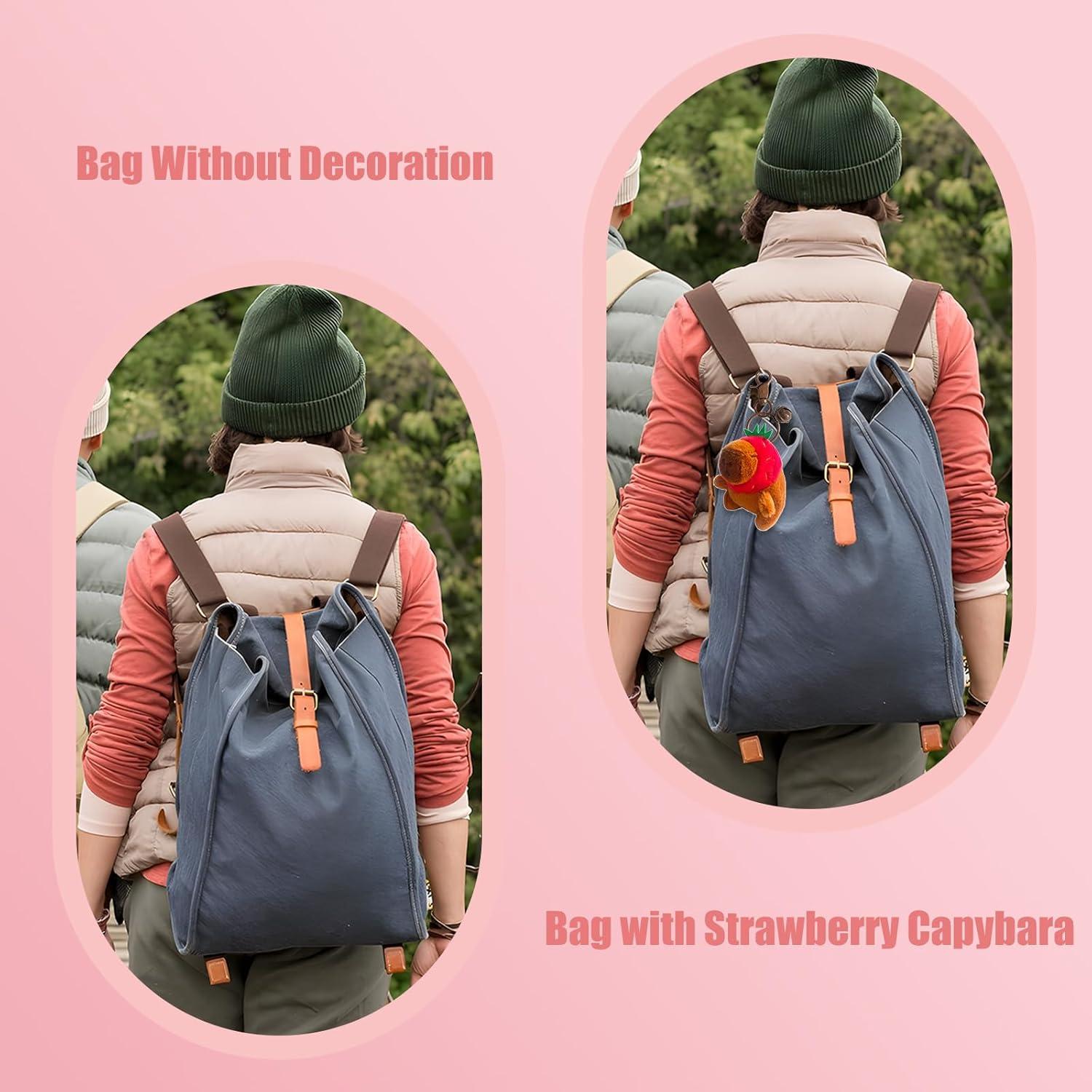 Llavero de Peluche Capibara con Sombrero de Fresa