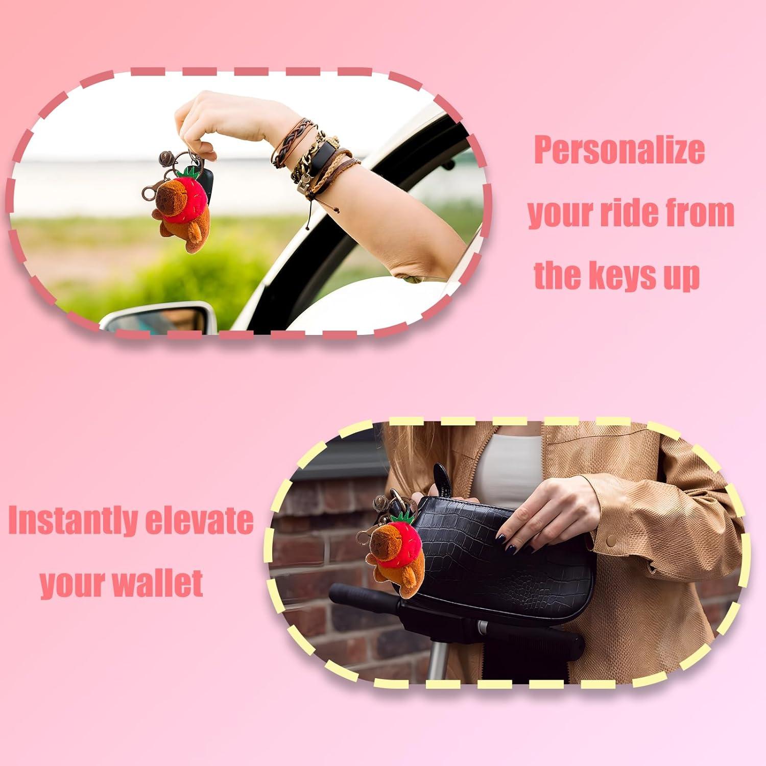 Llavero de Peluche Capibara con Sombrero de Fresa