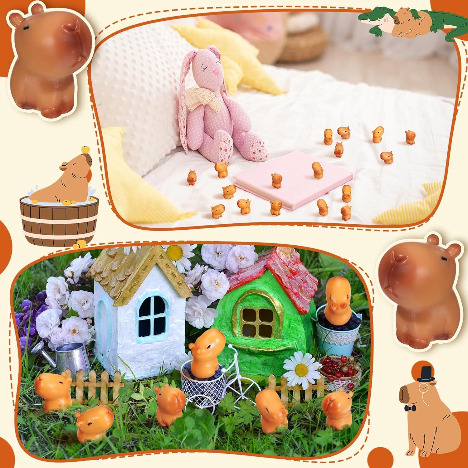 100 Mini Figuras de Capibara de Resina Simgoing 1.9x2.3cm