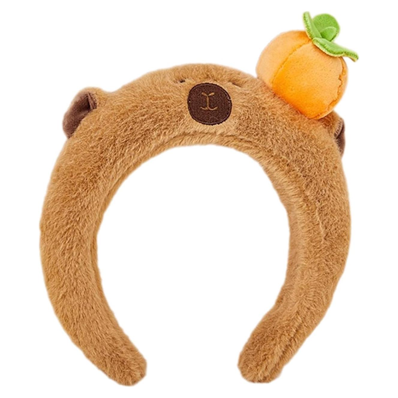 Diadema de Capibara de Peluche Mandarina para Adultos 50-60cm