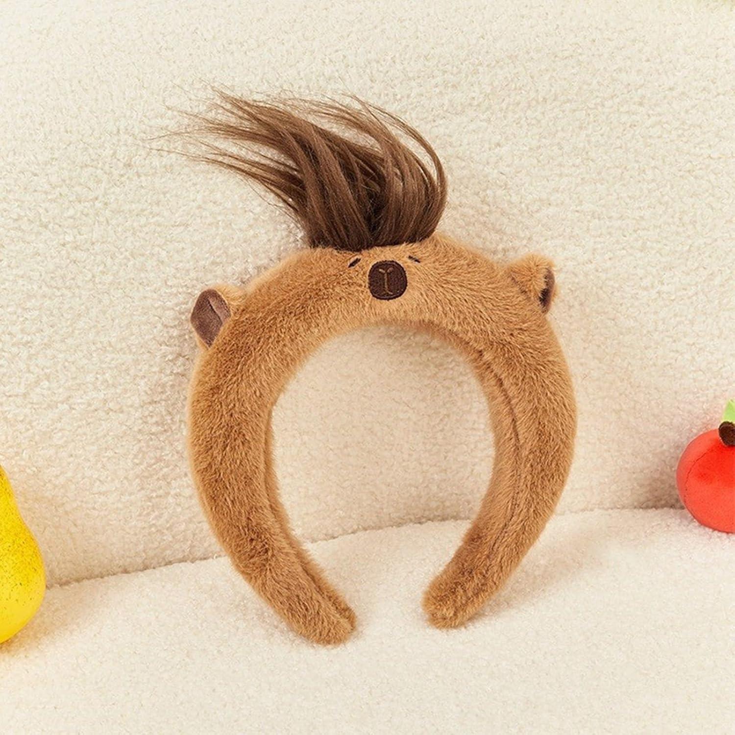 Diadema de Capibara de Peluche Mandarina para Adultos 50-60cm