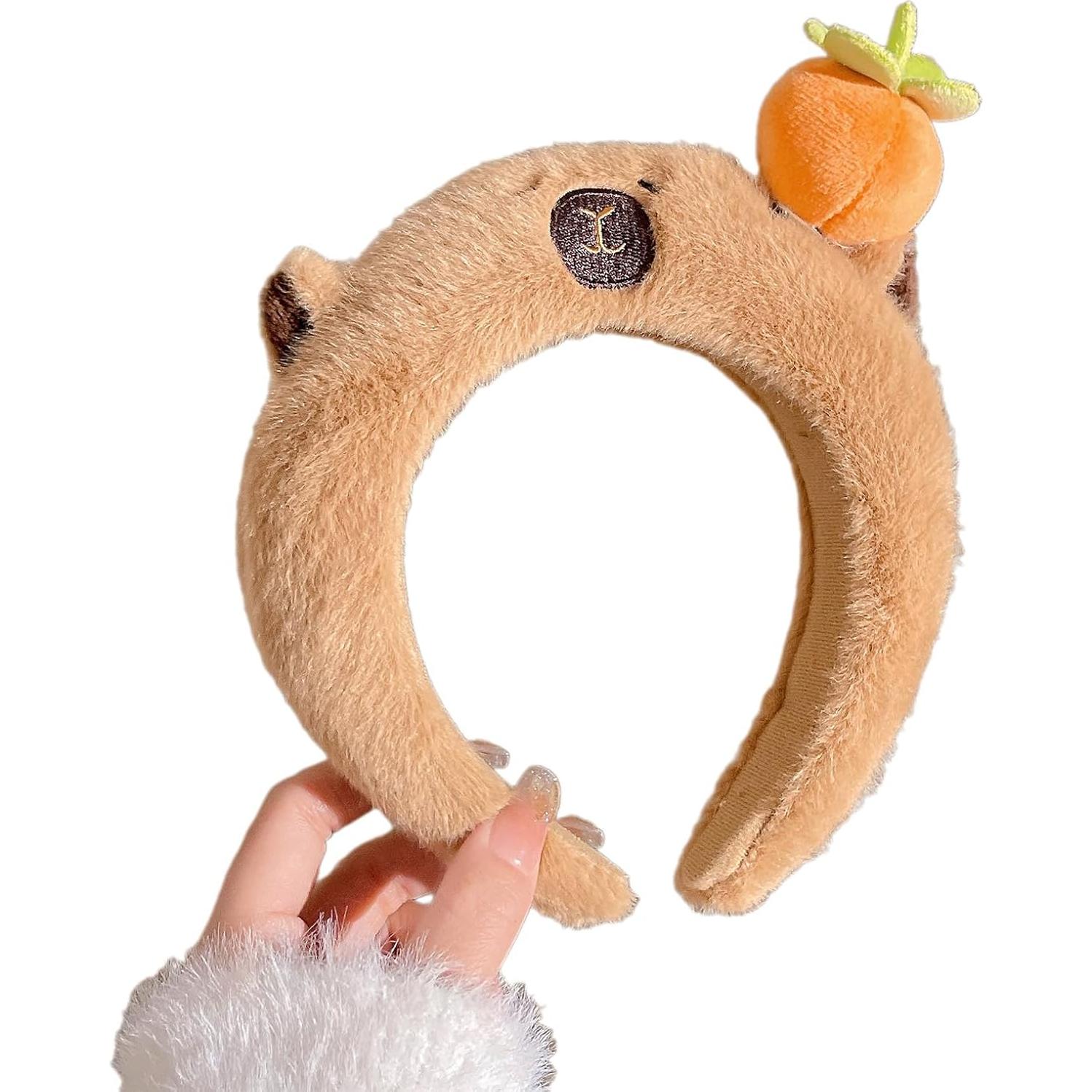 Diadema de Capibara de Peluche Mandarina para Adultos 50-60cm