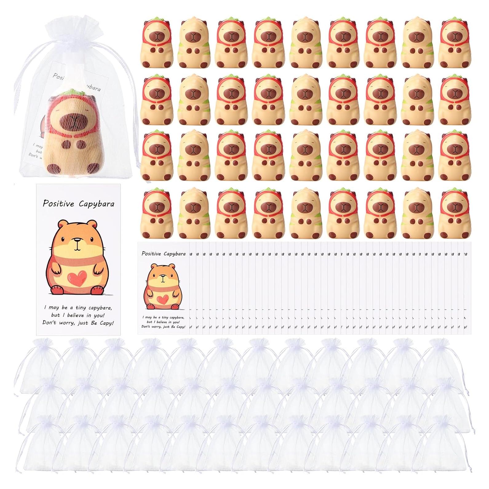 Set de 30 Mini Capibaras Antiestrés RoundFunny con Tarjetas