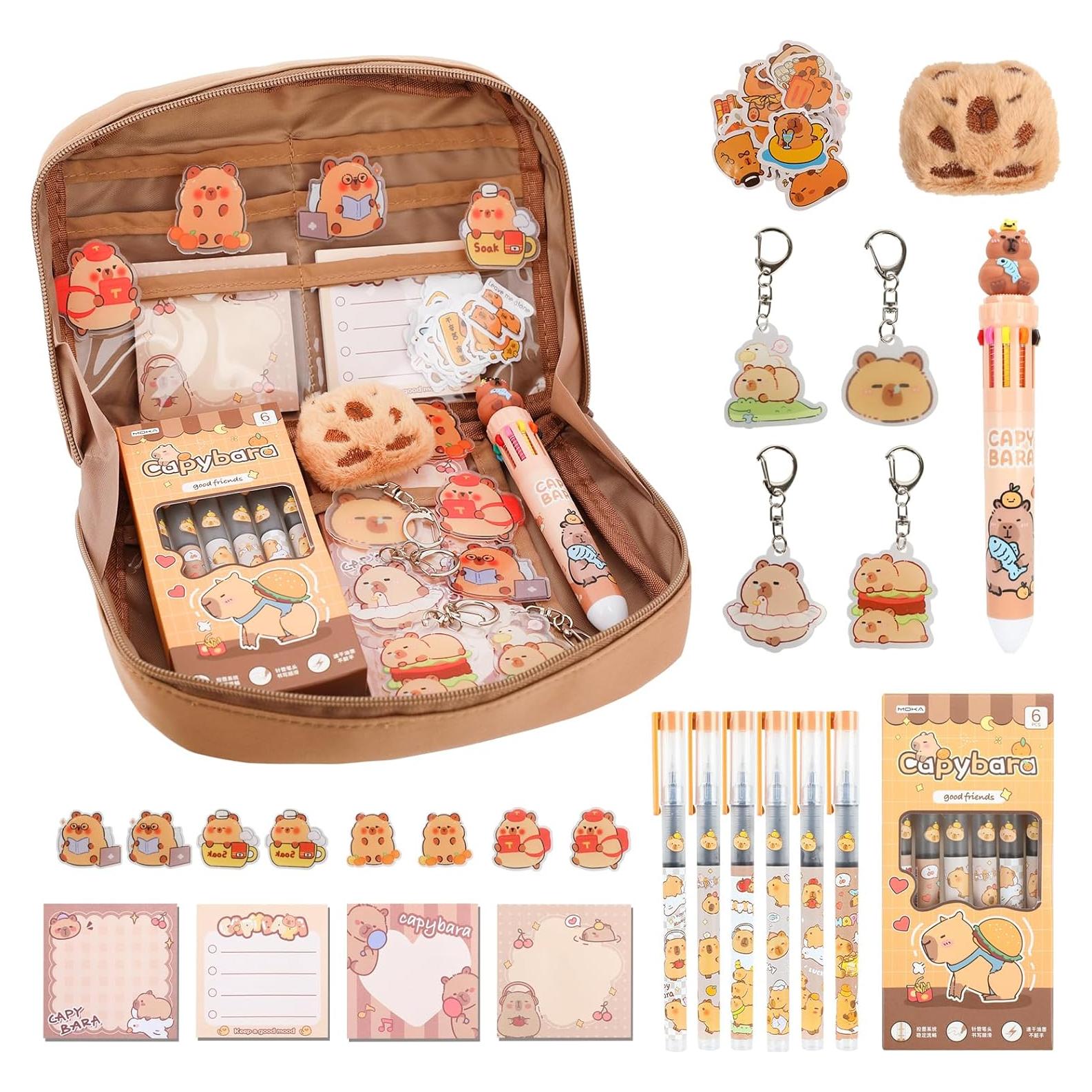 Set de Papelería Kawaii Capybara Lebaley - 8 Artículos