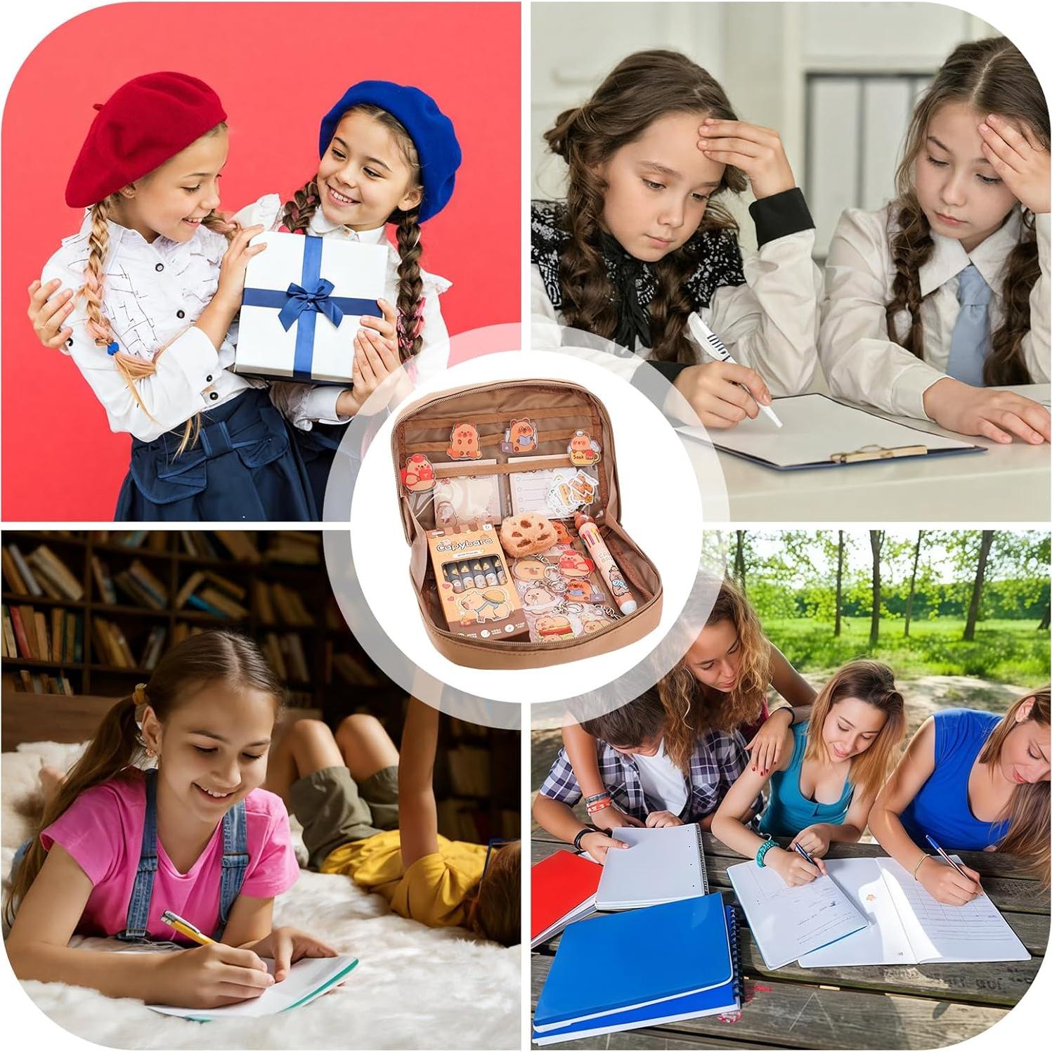 Set de Papelería Kawaii Capybara Lebaley - 8 Artículos