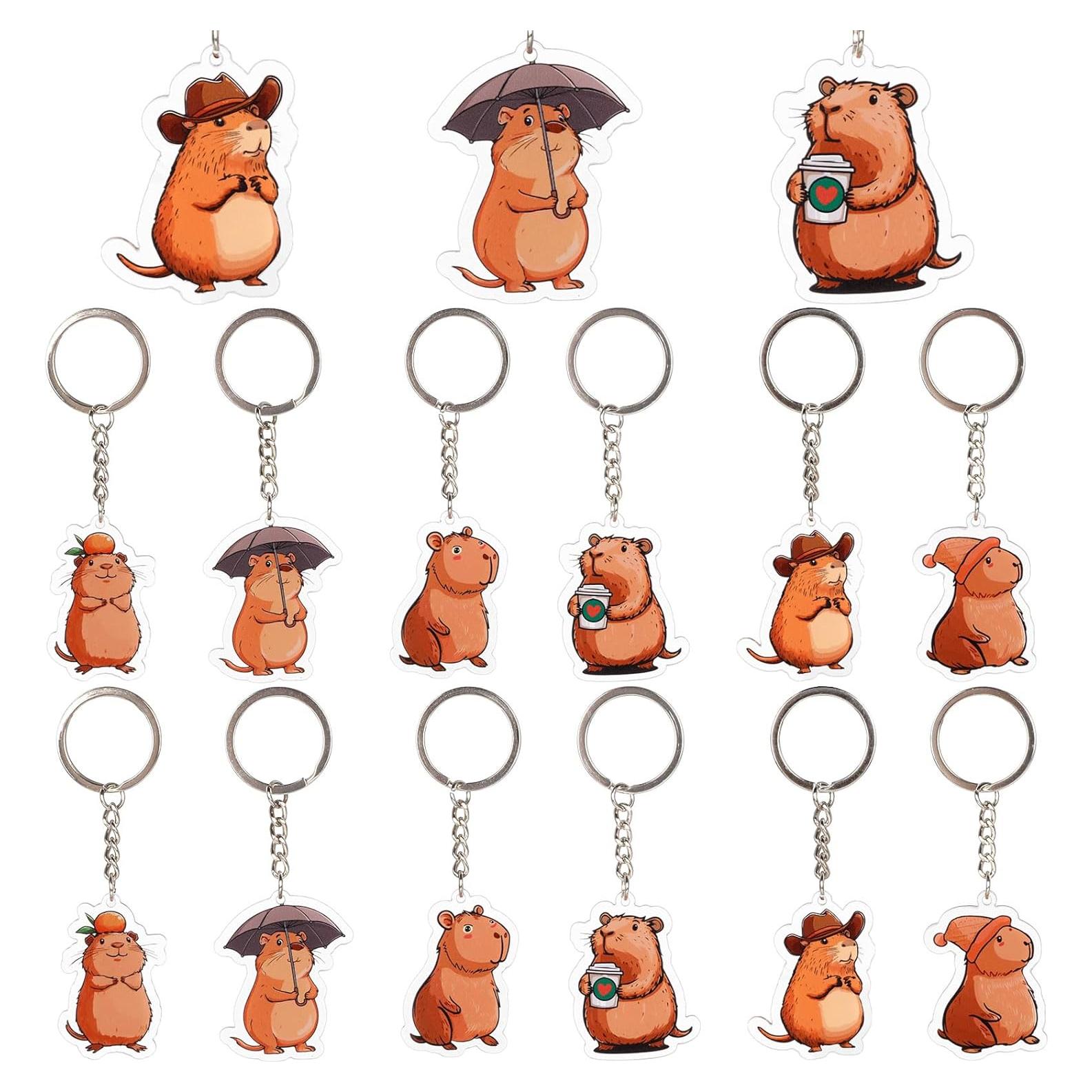 Serencatcher Capybara Party Favors, 12 PCS Capybara Keychains Birthday Baby Shower Bridal Shower Party Favors for School Classroom Prizes Birthday Gifts Filler Capybara Party Supplies