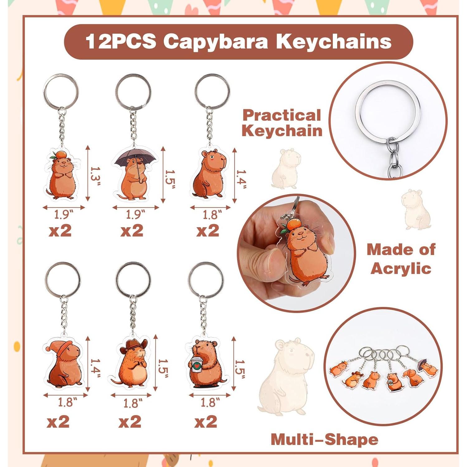 Serencatcher Capybara Party Favors, 12 PCS Capybara Keychains Birthday Baby Shower Bridal Shower Party Favors for School Classroom Prizes Birthday Gifts Filler Capybara Party Supplies