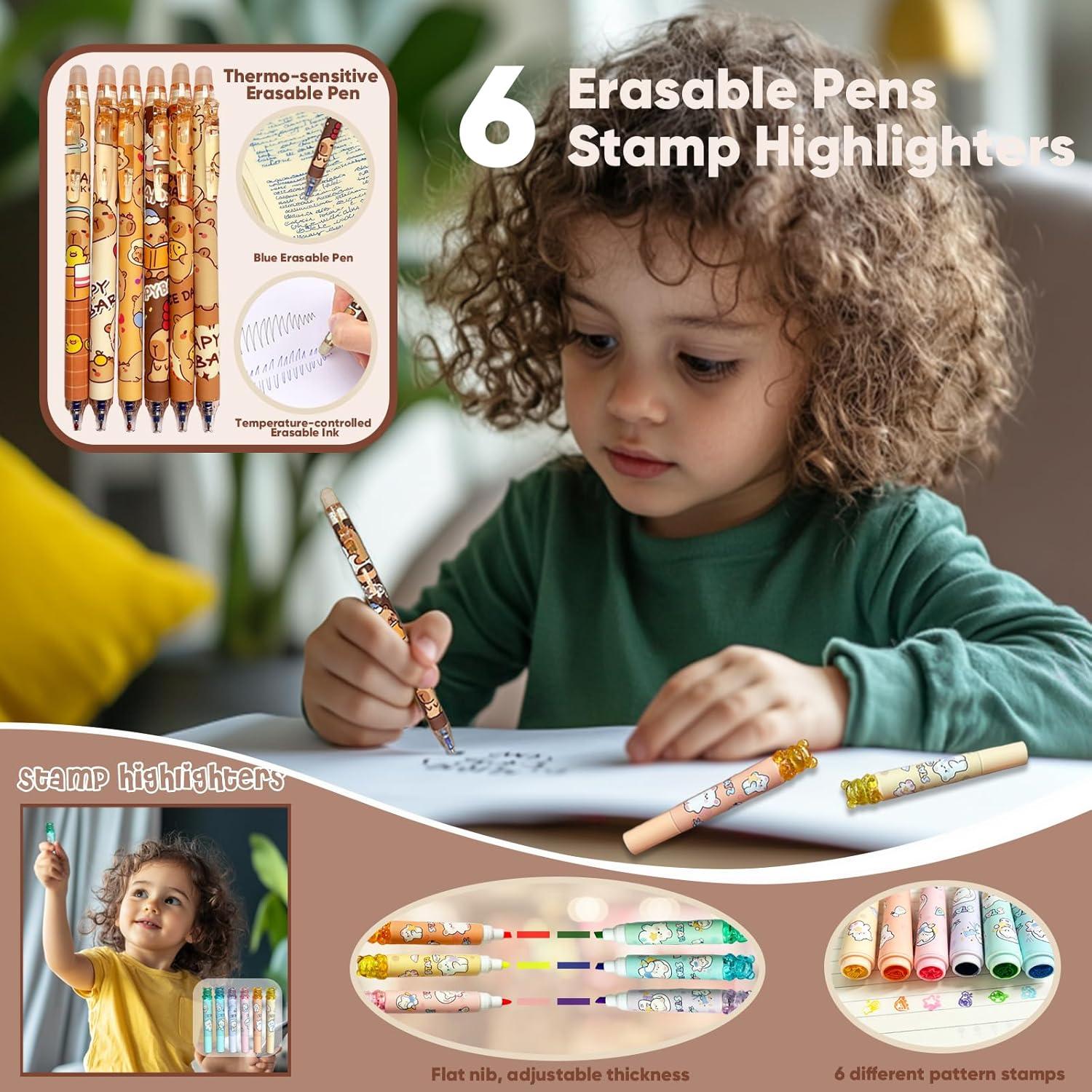 Set de Papelería Kawaii Capibara 28 Piezas para Niños