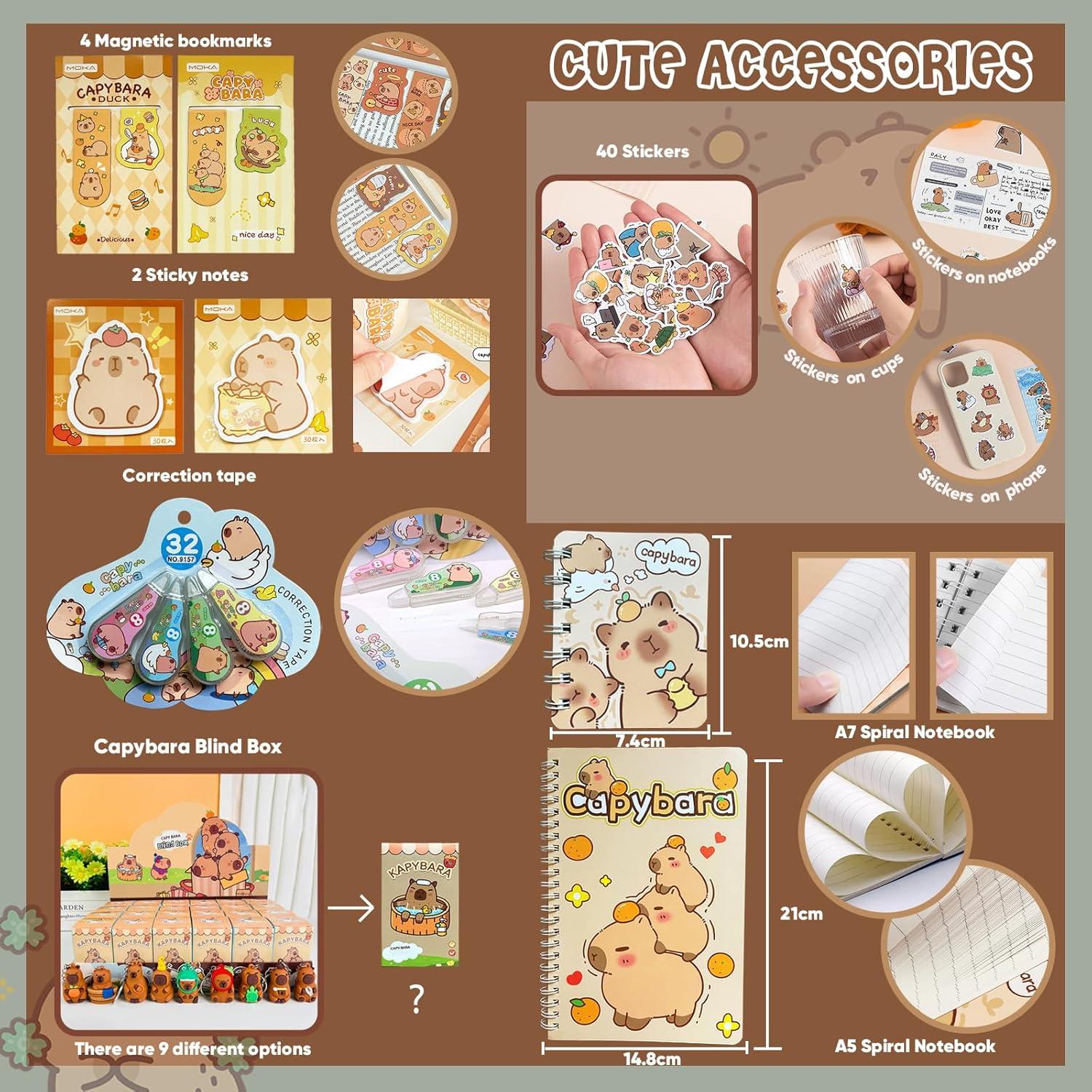 Set de Papelería Kawaii Capibara 28 Piezas para Niños