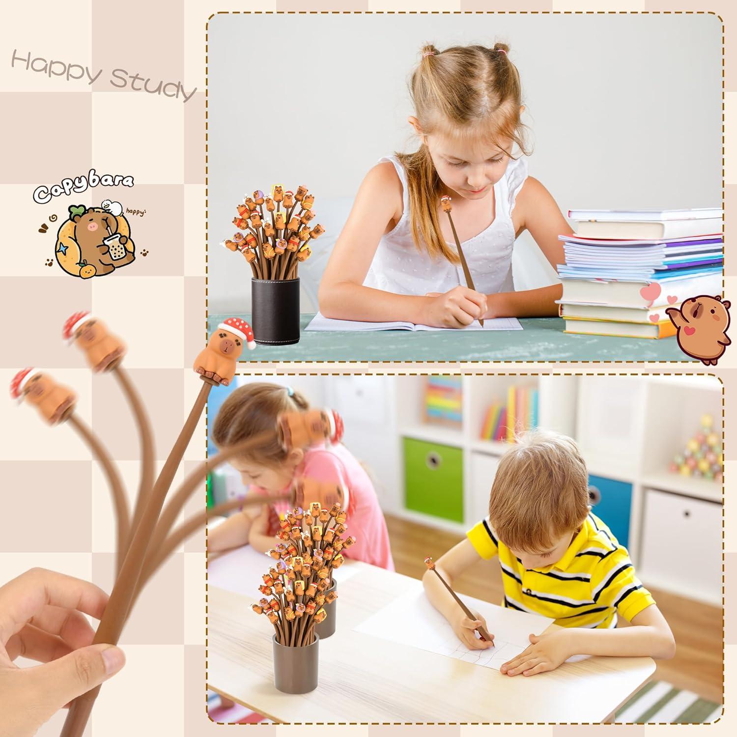 Bolígrafos Antiestrés LiYiQ 48 Pcs Kawaii con Cabeza Móvil