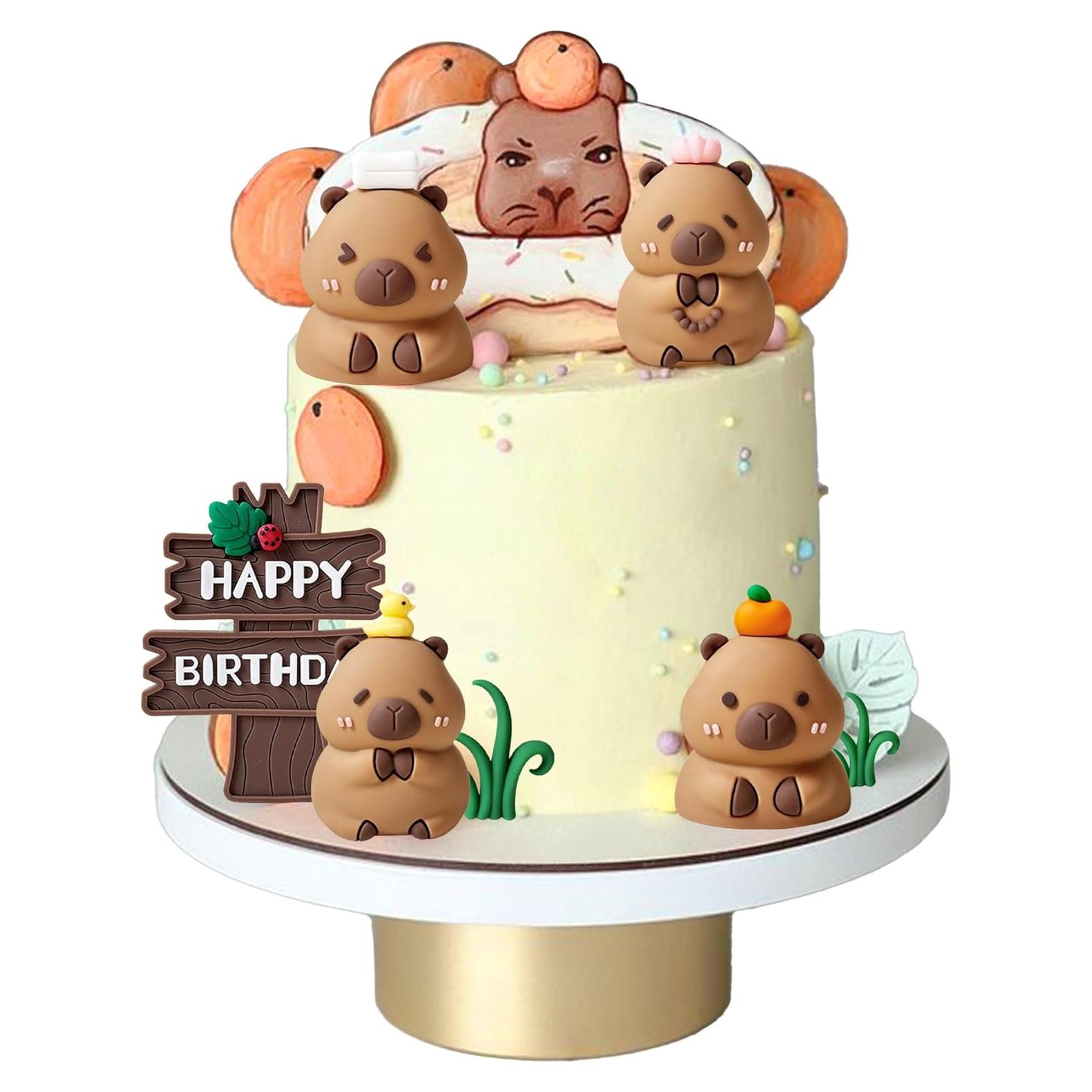 Adornos de Pastel LaVenty Capibara - Kit Fiesta Cumpleaños