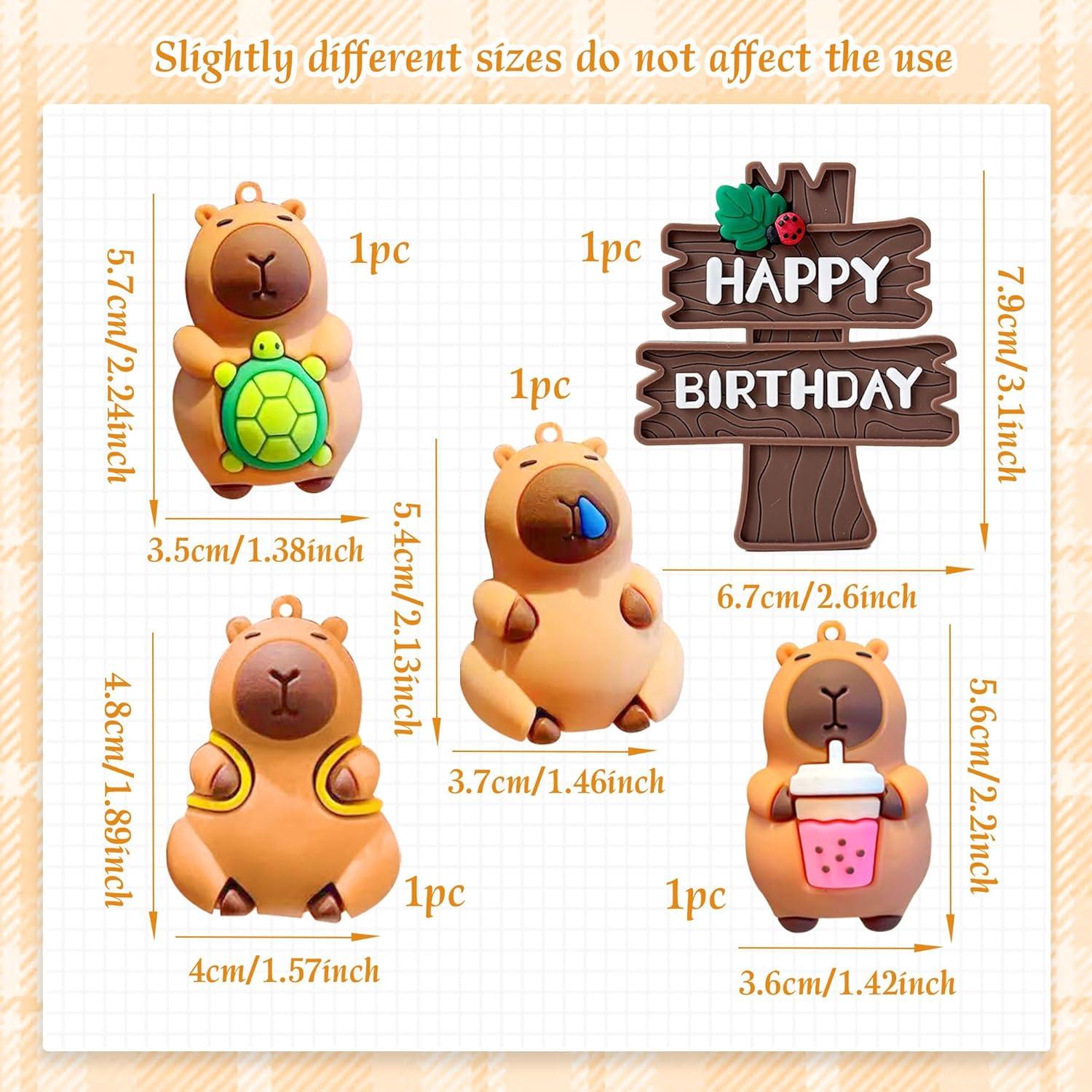 Adornos de pastel de capibara BACH AND BOUJEE - 5 piezas