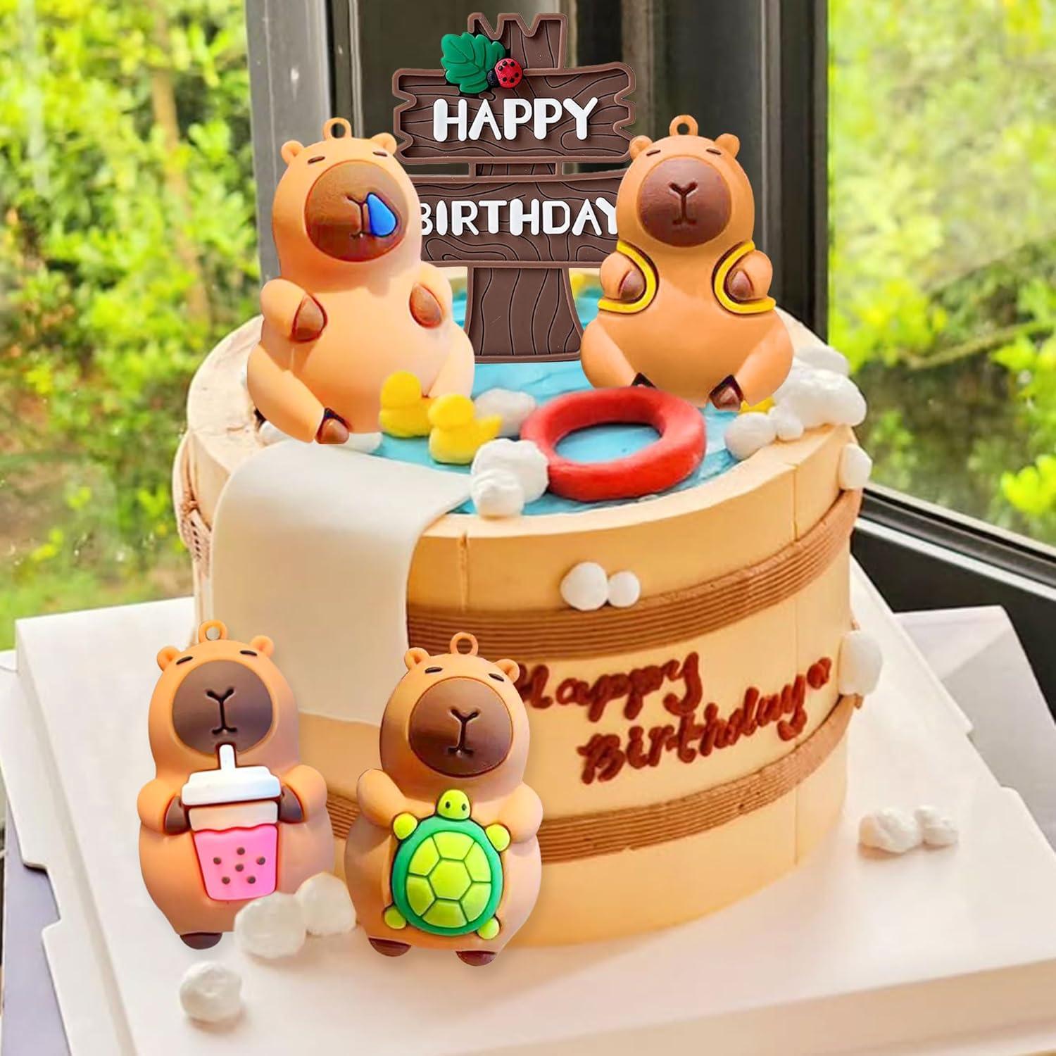 Adornos de pastel de capibara BACH AND BOUJEE - 5 piezas