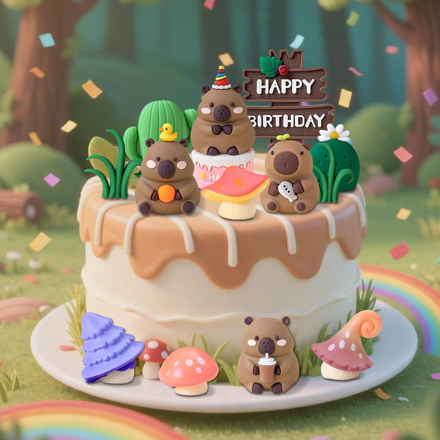 Adornos de Pastel de Capibara 13 PCS GallaRato Decoración Fiesta