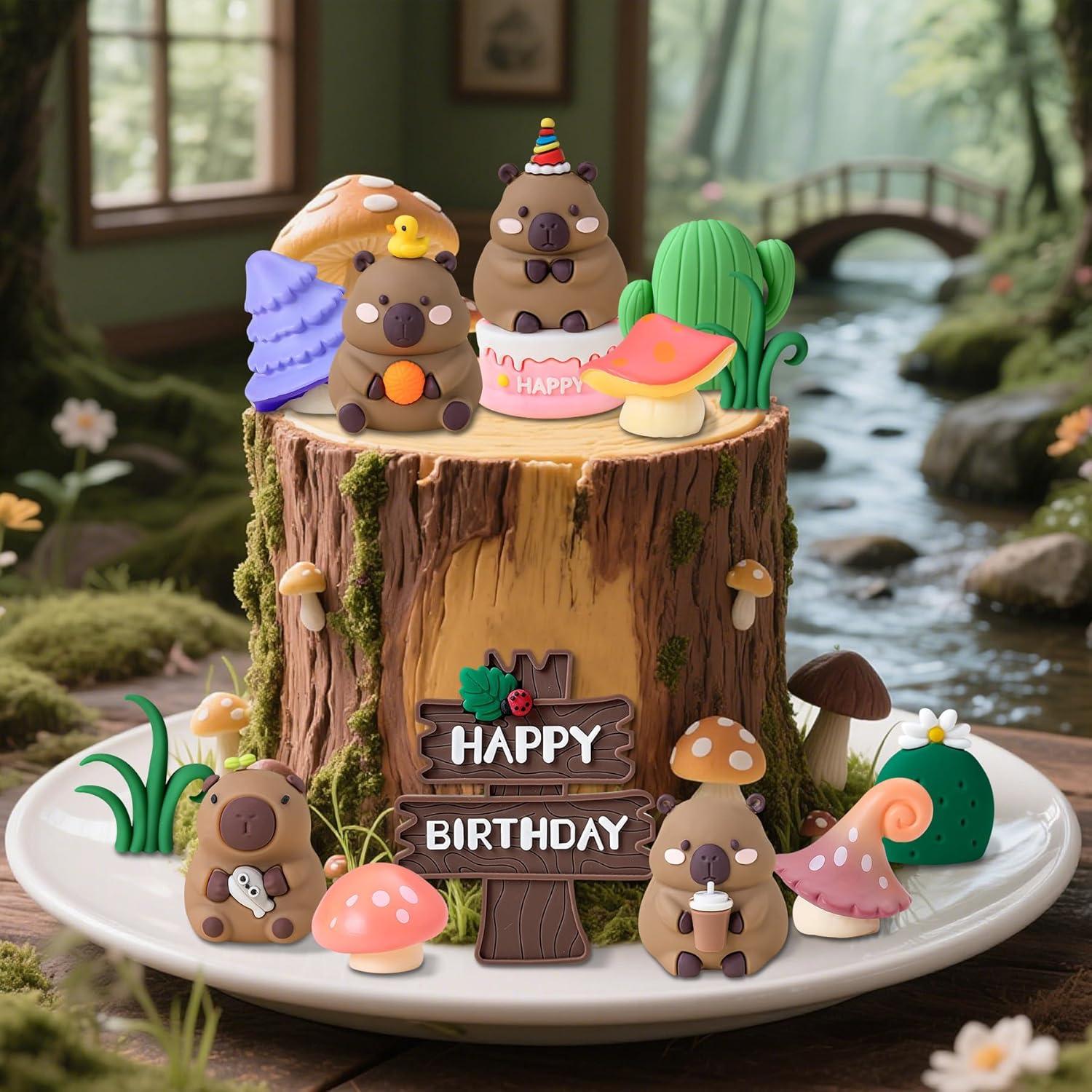 Adornos de Pastel de Capibara 13 PCS GallaRato Decoración Fiesta
