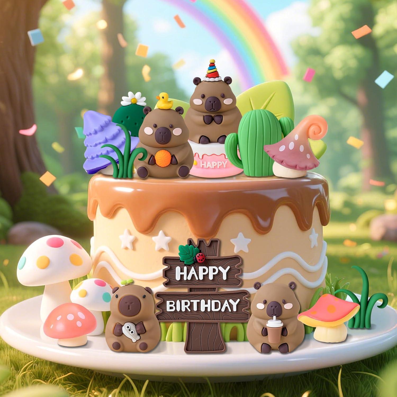 Adornos de Pastel de Capibara 13 PCS GallaRato Decoración Fiesta