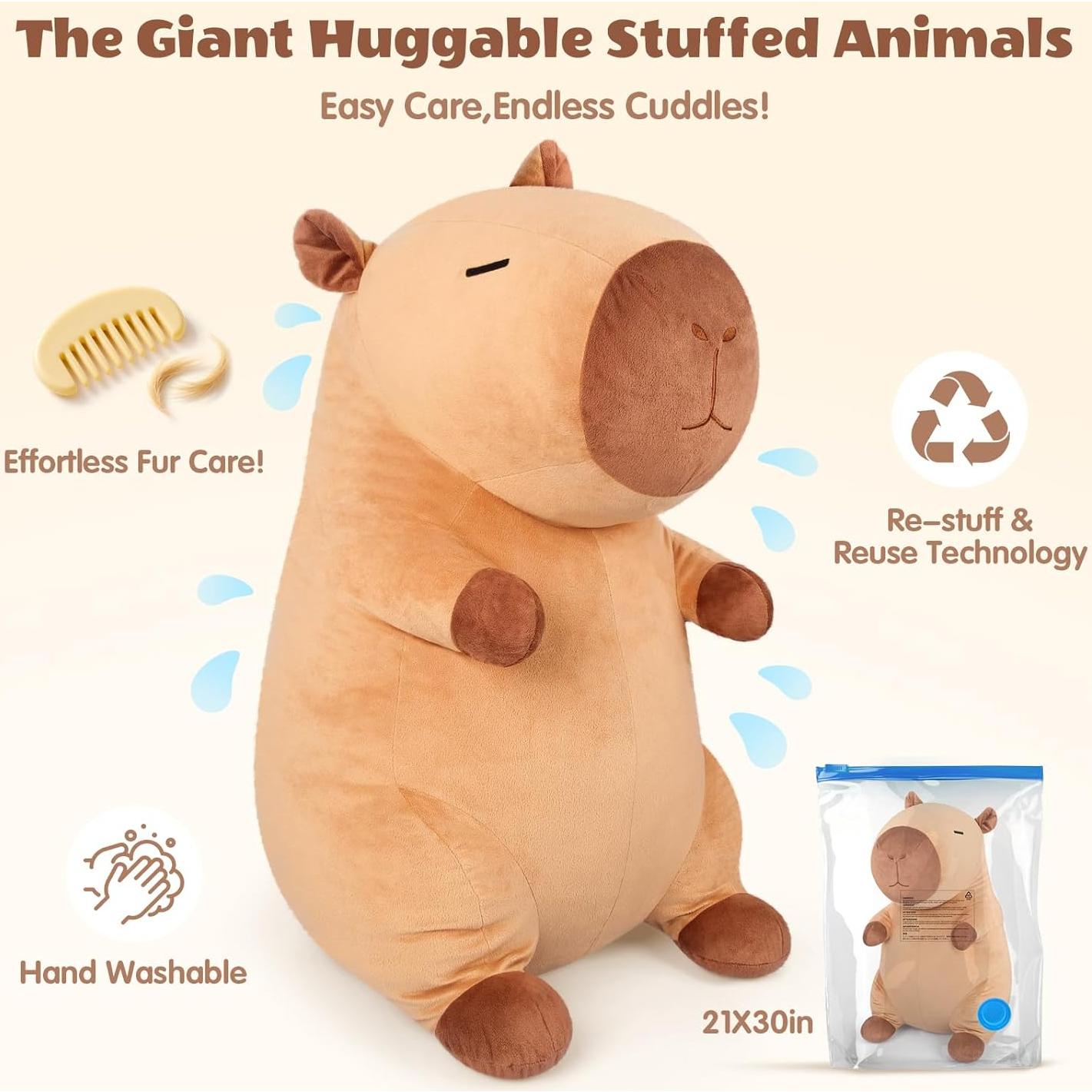 Peluches Capybara Gigante 76.2 cm SuzziPals - Almohadón Abrazable