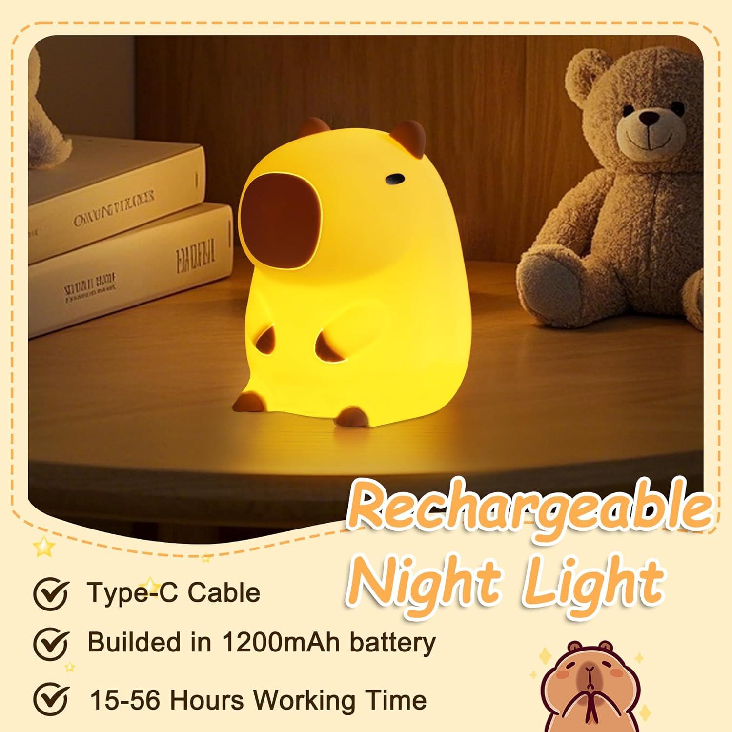 Luz Nocturna Capibara Hinittey Recargable 1200mA con Temporizador