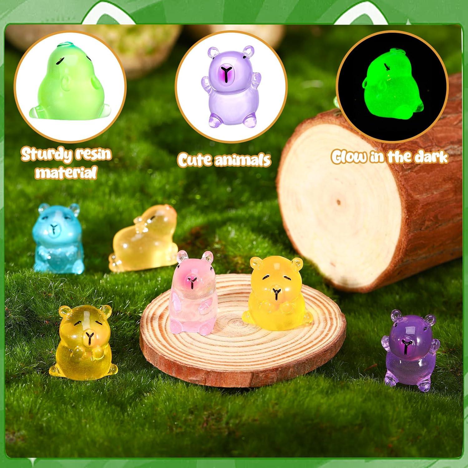 30 Mini Capibaras Luminiscentes de Resina - Decoración Colorida