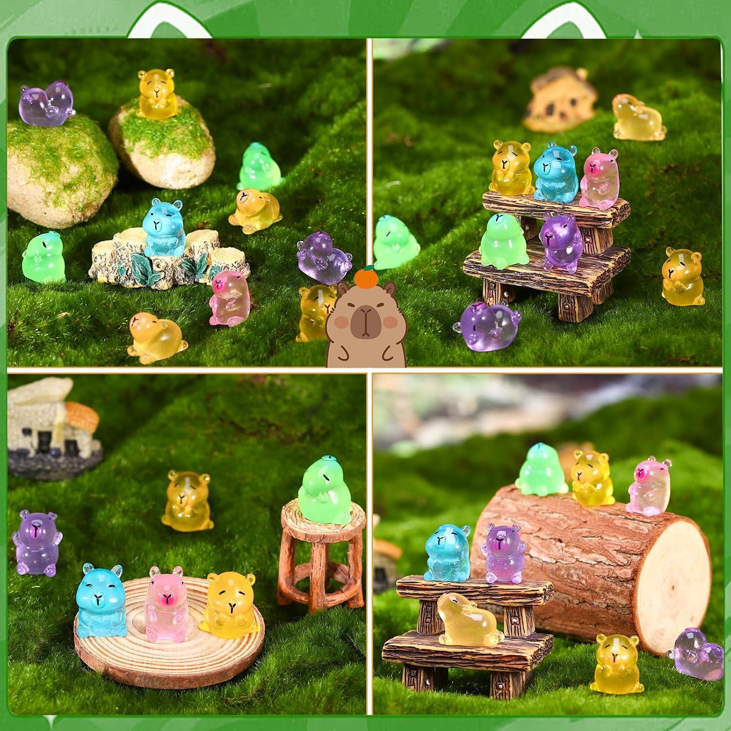 30 Mini Capibaras Luminiscentes de Resina - Decoración Colorida