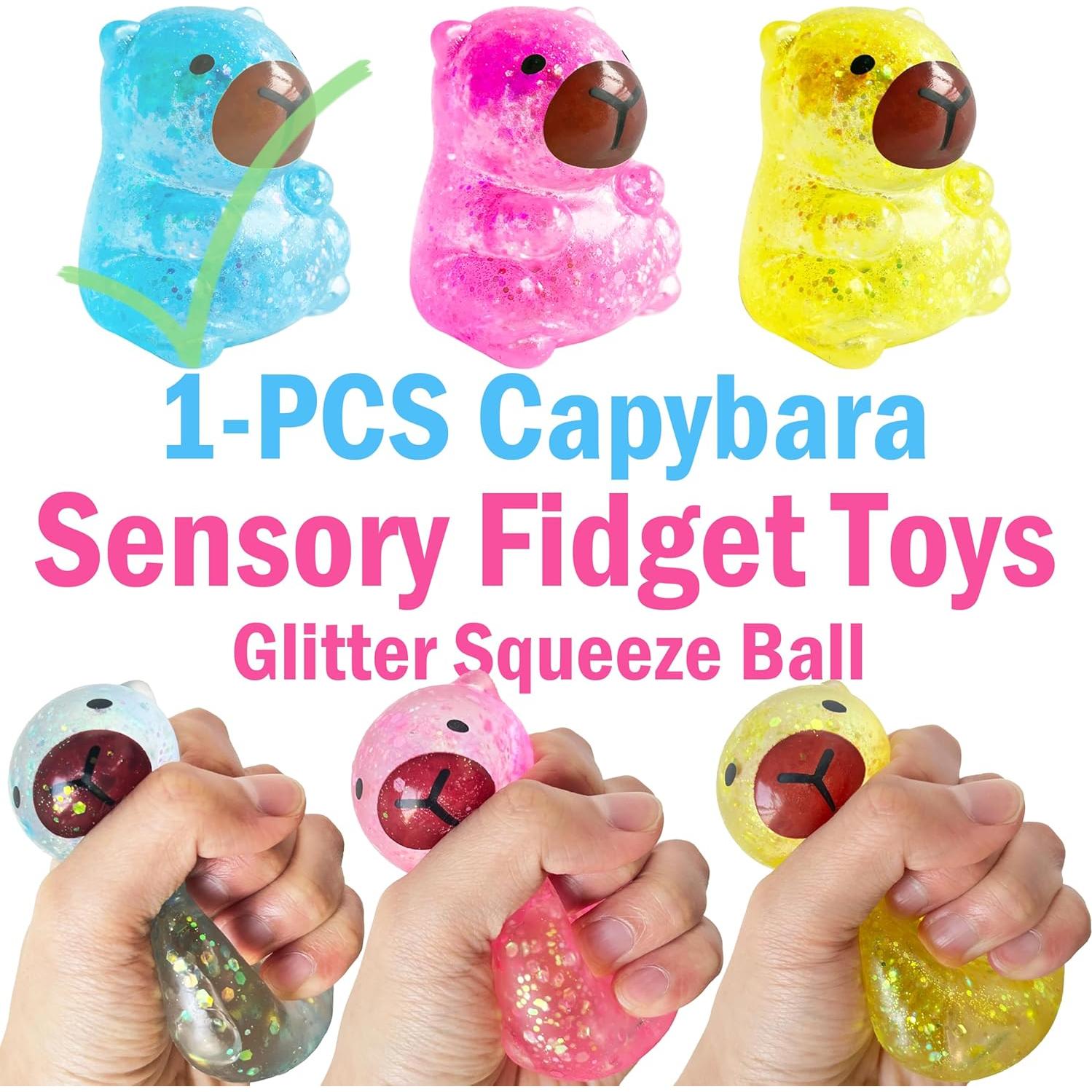 Pelota Squishy Kawaii Capybara ZTATU Antiestrés 5x5x7cm Azul