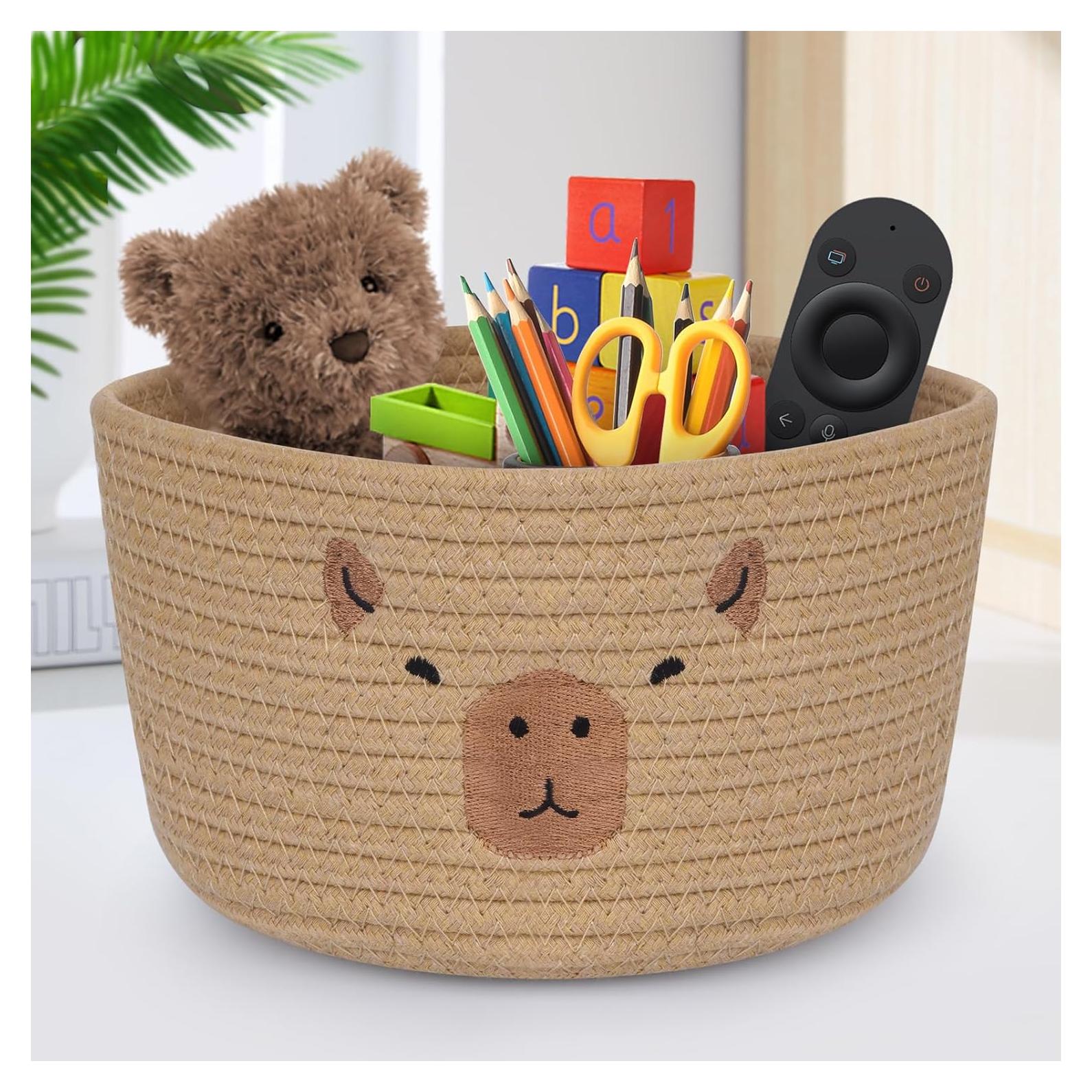 Cesta de Almacenamiento Tejida LSYDCARM Capibara 24x13 cm Marrón