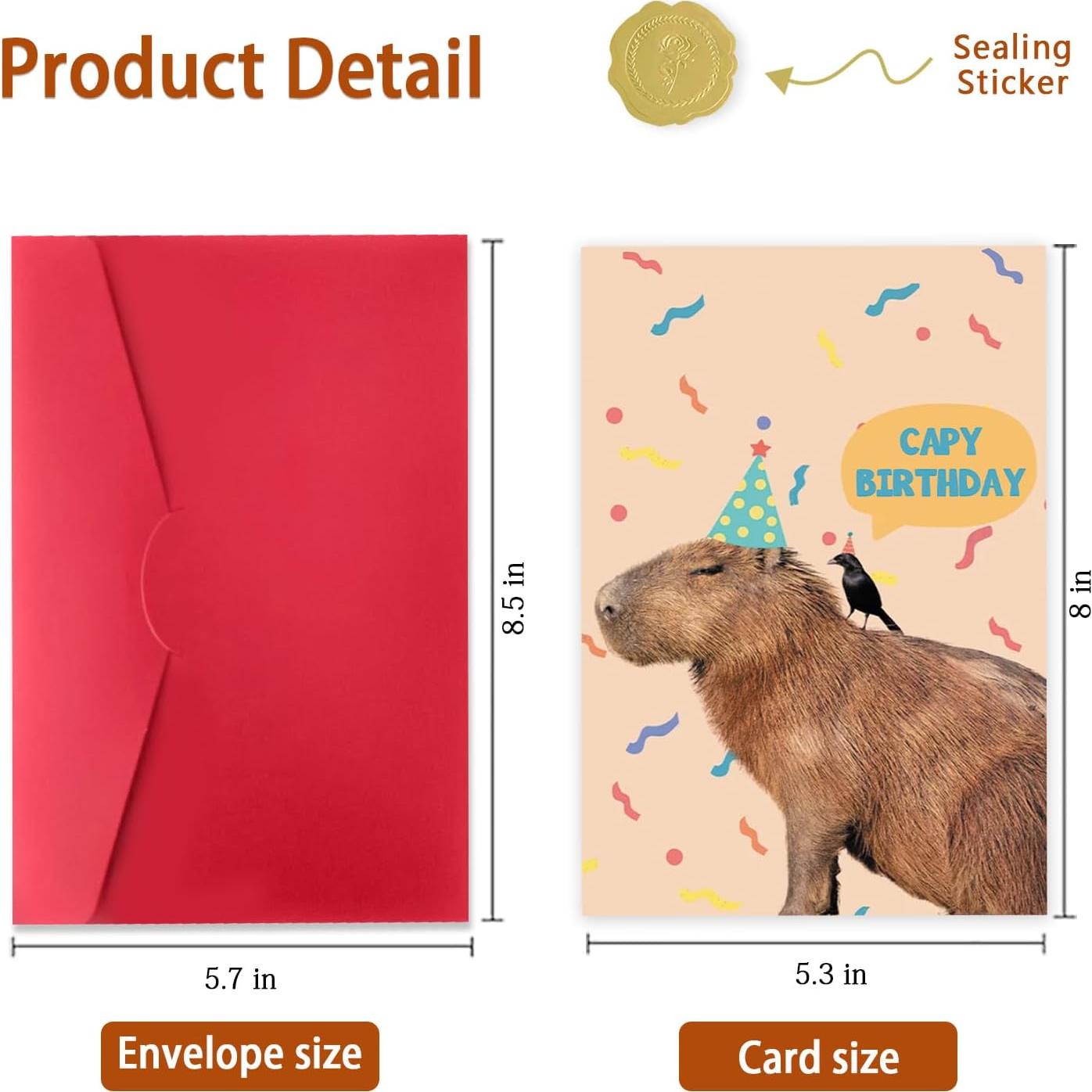 Tarjeta de Cumpleaños ICOOLYI Capibara 13.5x20.5cm con Sobre