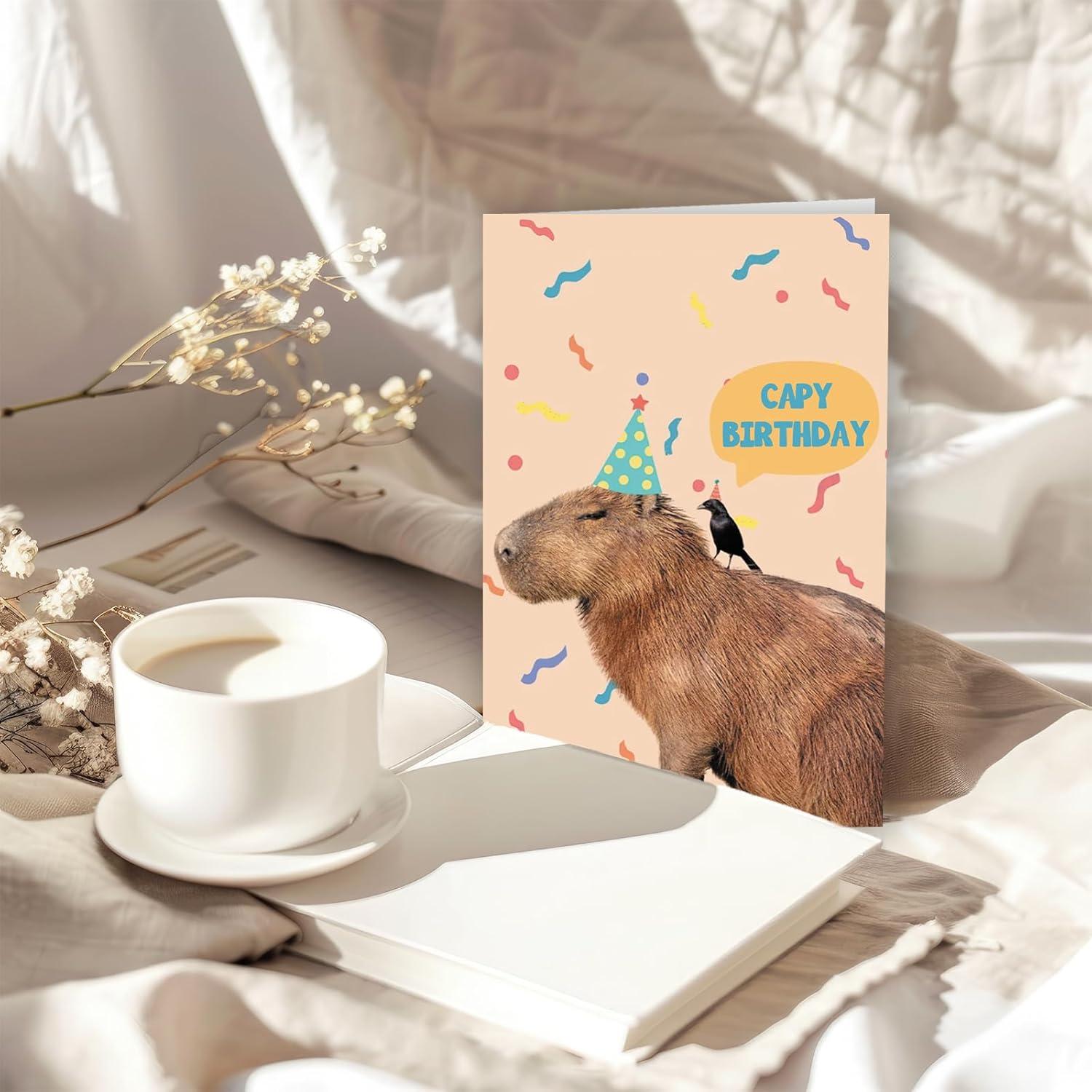 Tarjeta de Cumpleaños ICOOLYI Capibara 13.5x20.5cm con Sobre