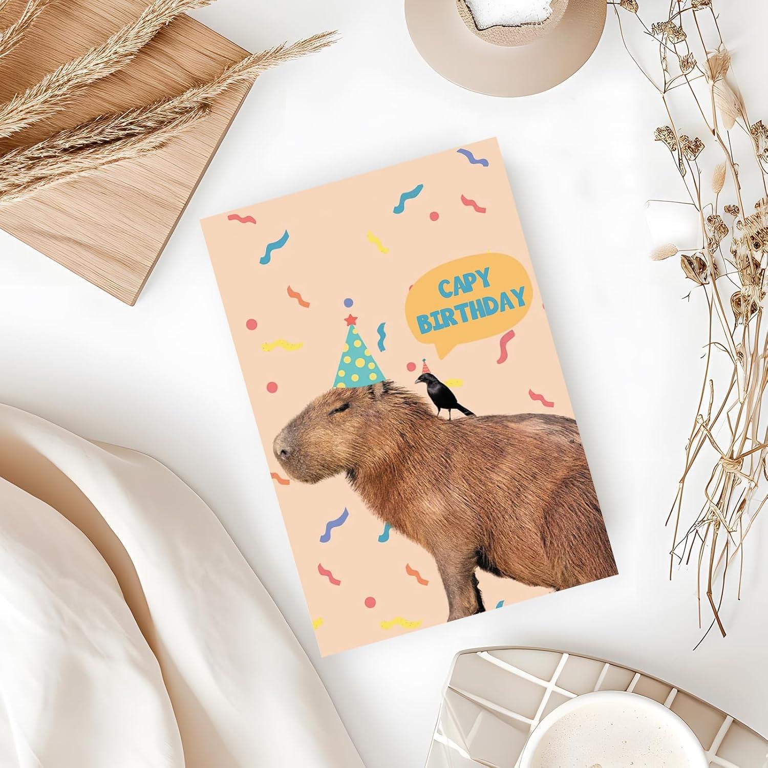 Tarjeta de Cumpleaños ICOOLYI Capibara 13.5x20.5cm con Sobre
