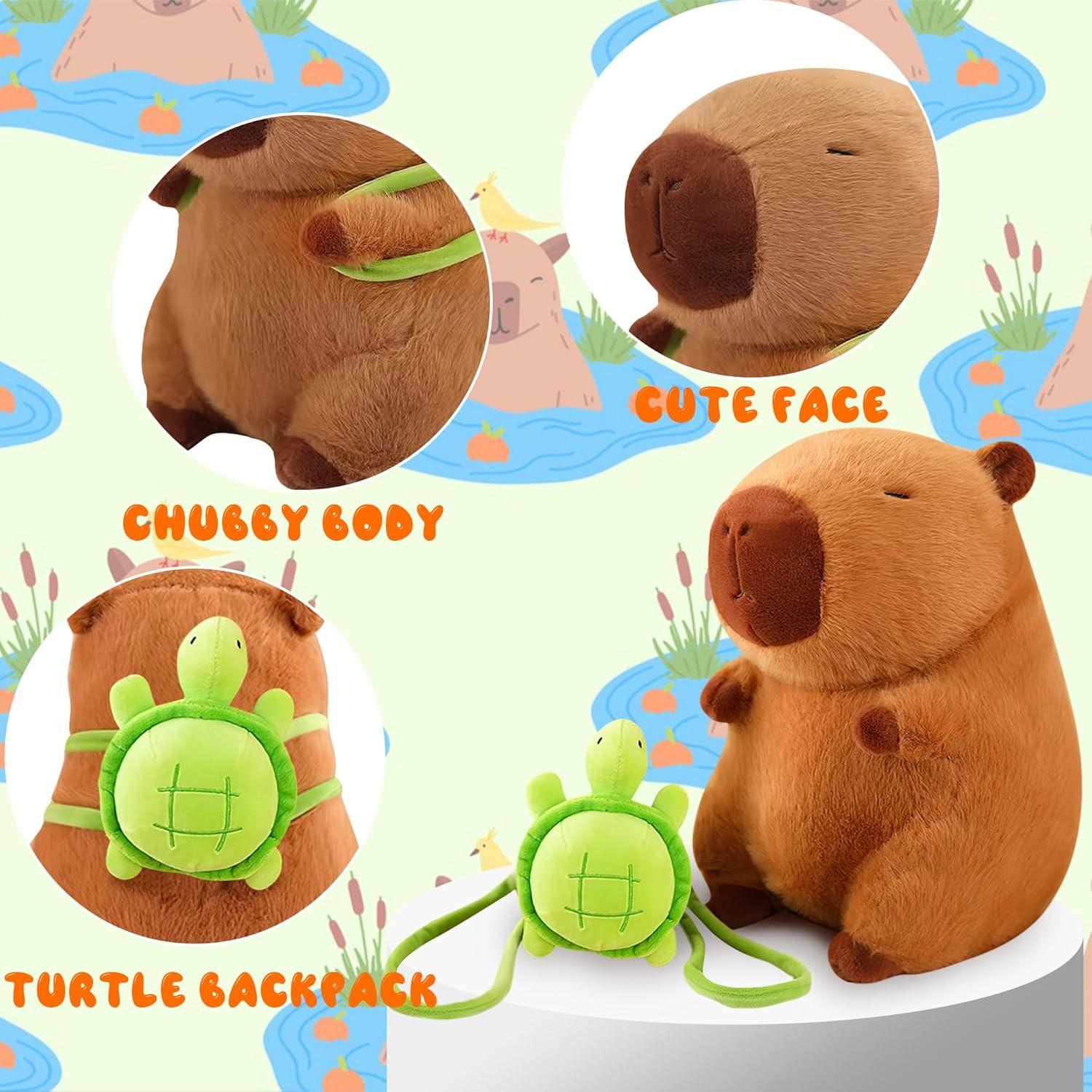 Peluche Capybara con Mochila de Tortuga 24.89cm Redaica