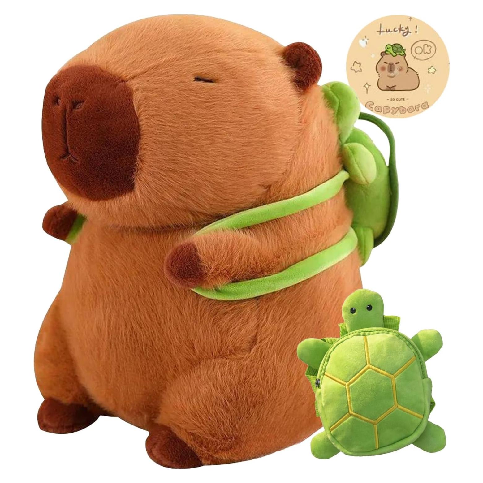 Peluche Capibara Kawaii con Mochila Tortuga 25.4 cm