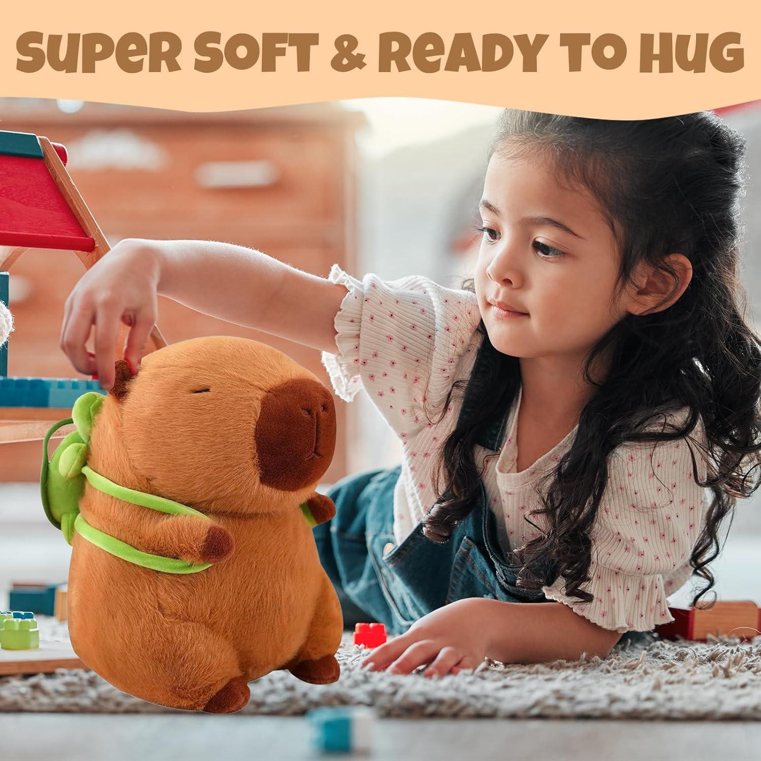 Peluche Capibara Kawaii con Mochila Tortuga 25.4 cm