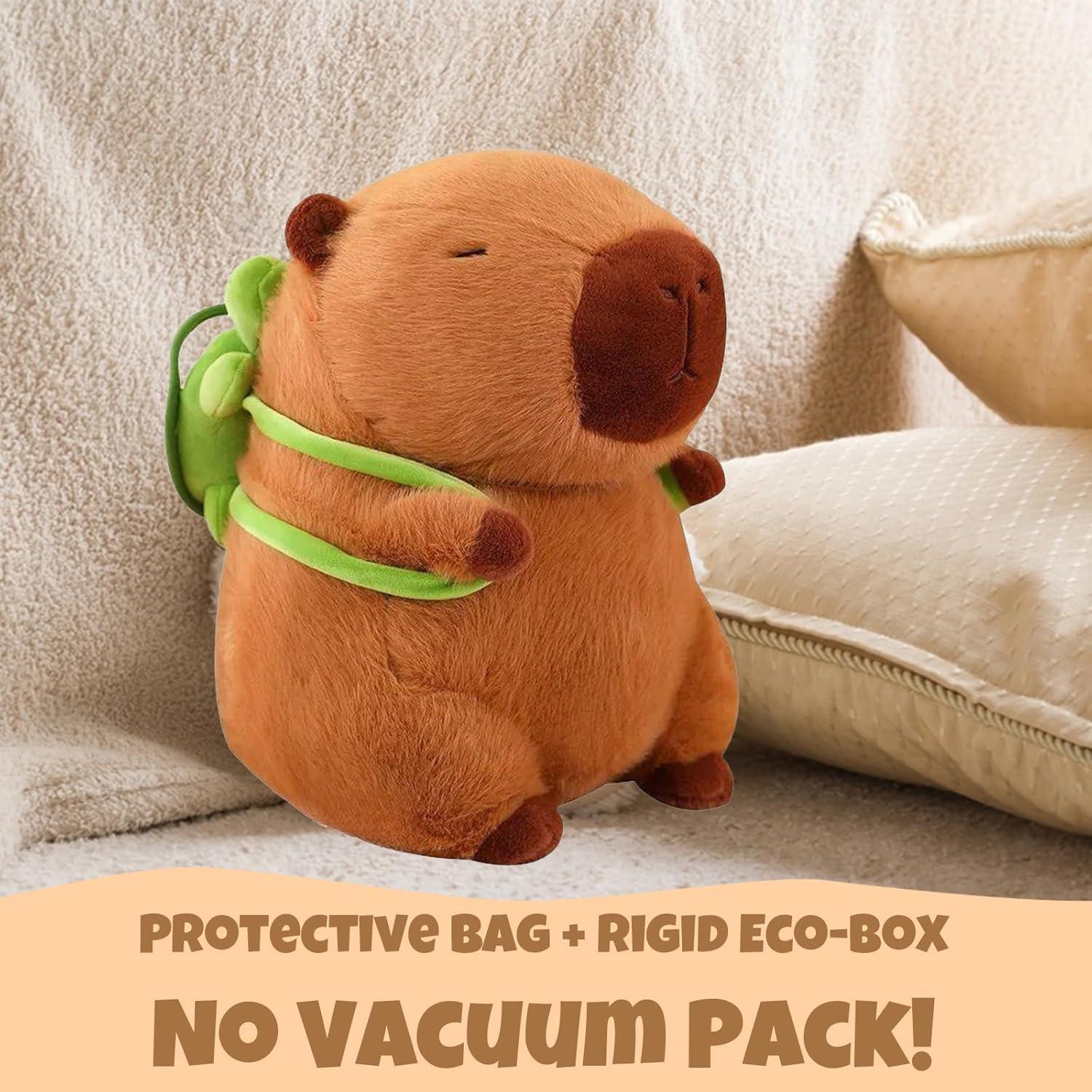 Peluche Capibara Kawaii con Mochila Tortuga 25.4 cm