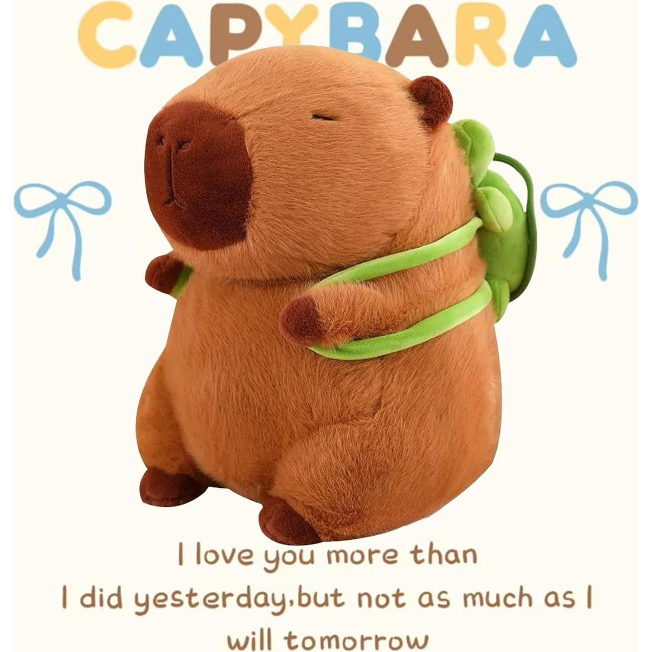 Peluche Capibara Kawaii con Mochila Tortuga 25.4 cm