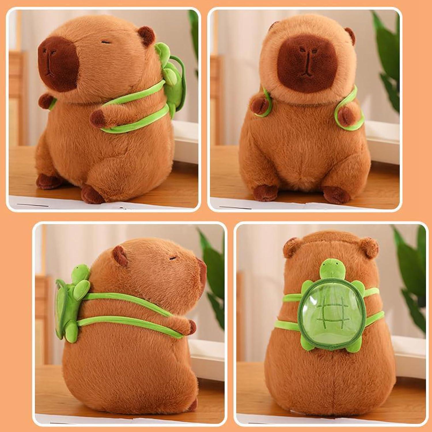 Peluche Capibara Kawaii con Mochila Tortuga 25.4 cm