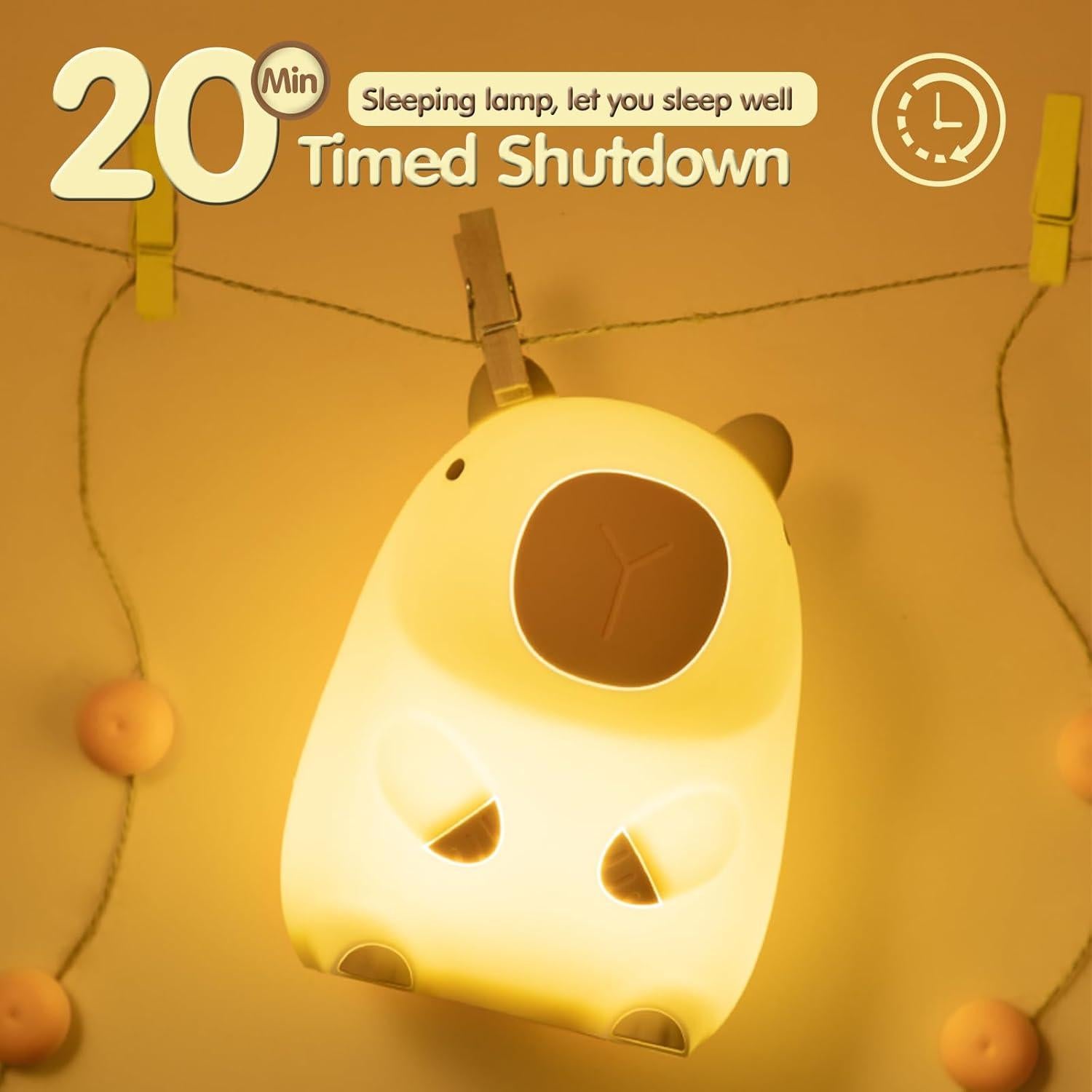 Luz Nocturna Capibara ATSUI LED Silicona Regulable 2 Niveles